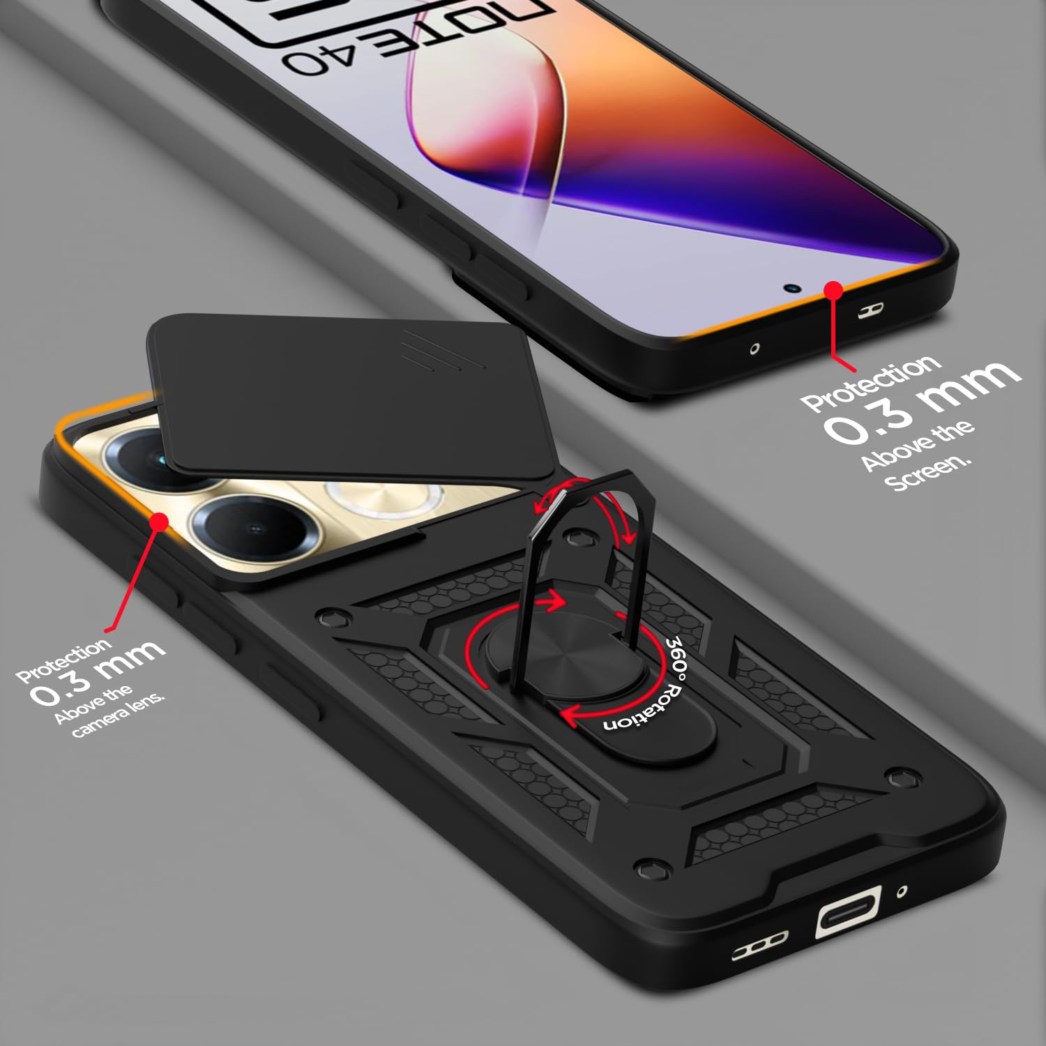 Pikkme Infinix Note 40 5G/360 D10 Camera Shield black back cover – photo 4