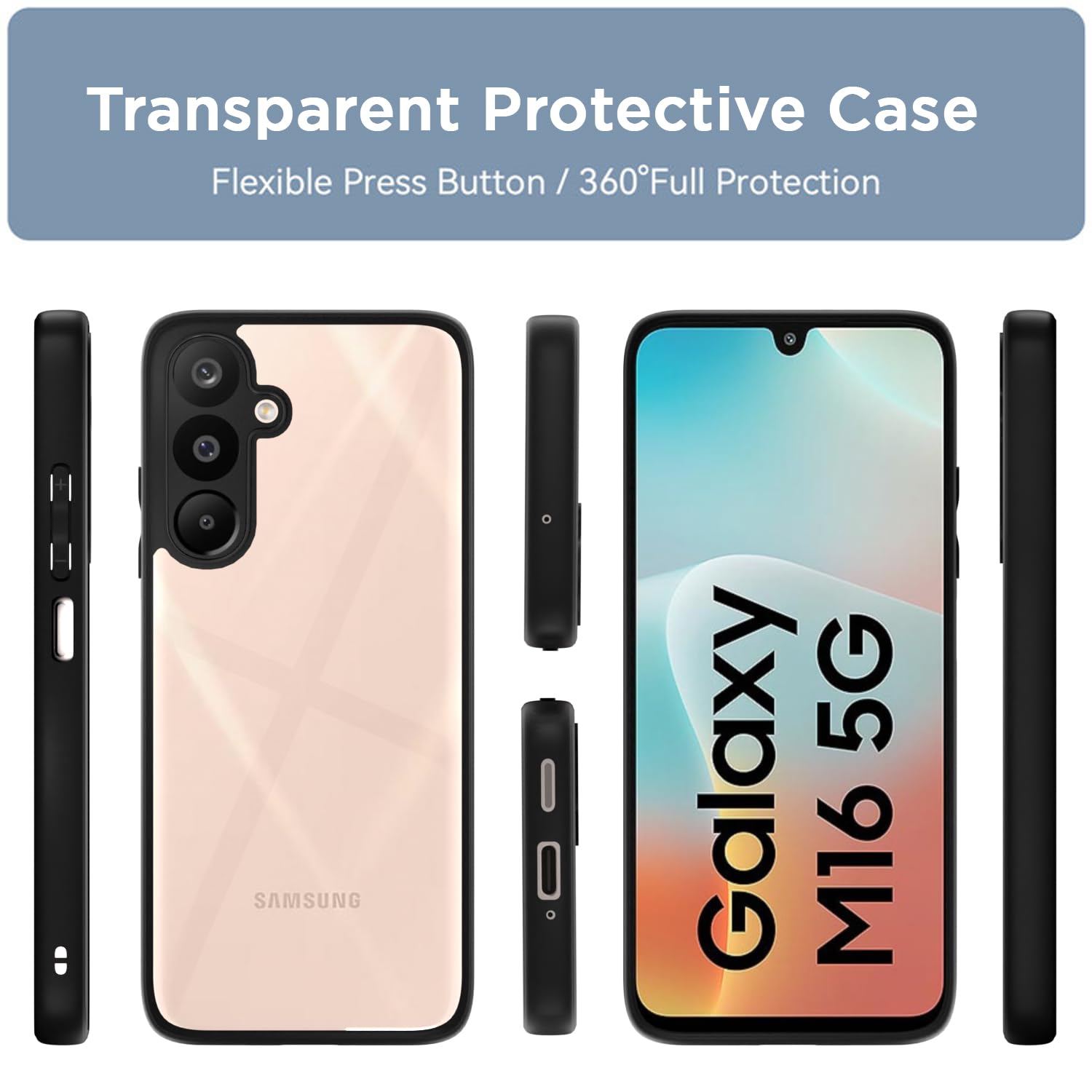 Pikkme Samsung Galaxy M16 5G Eagle 2 Back Cover (Black)