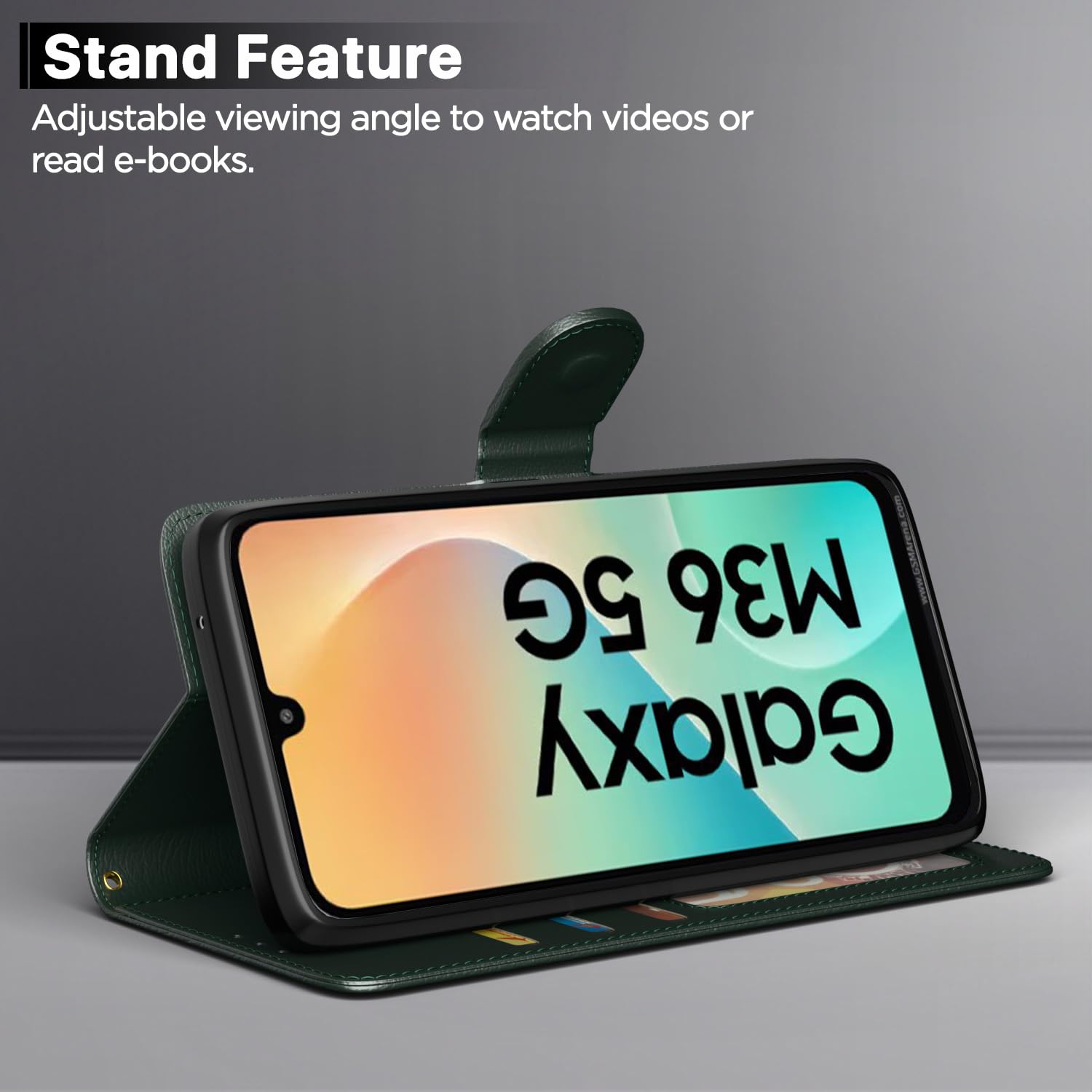 Samsung M36 5G Wallet flip case in green by Pikkme – photo 3