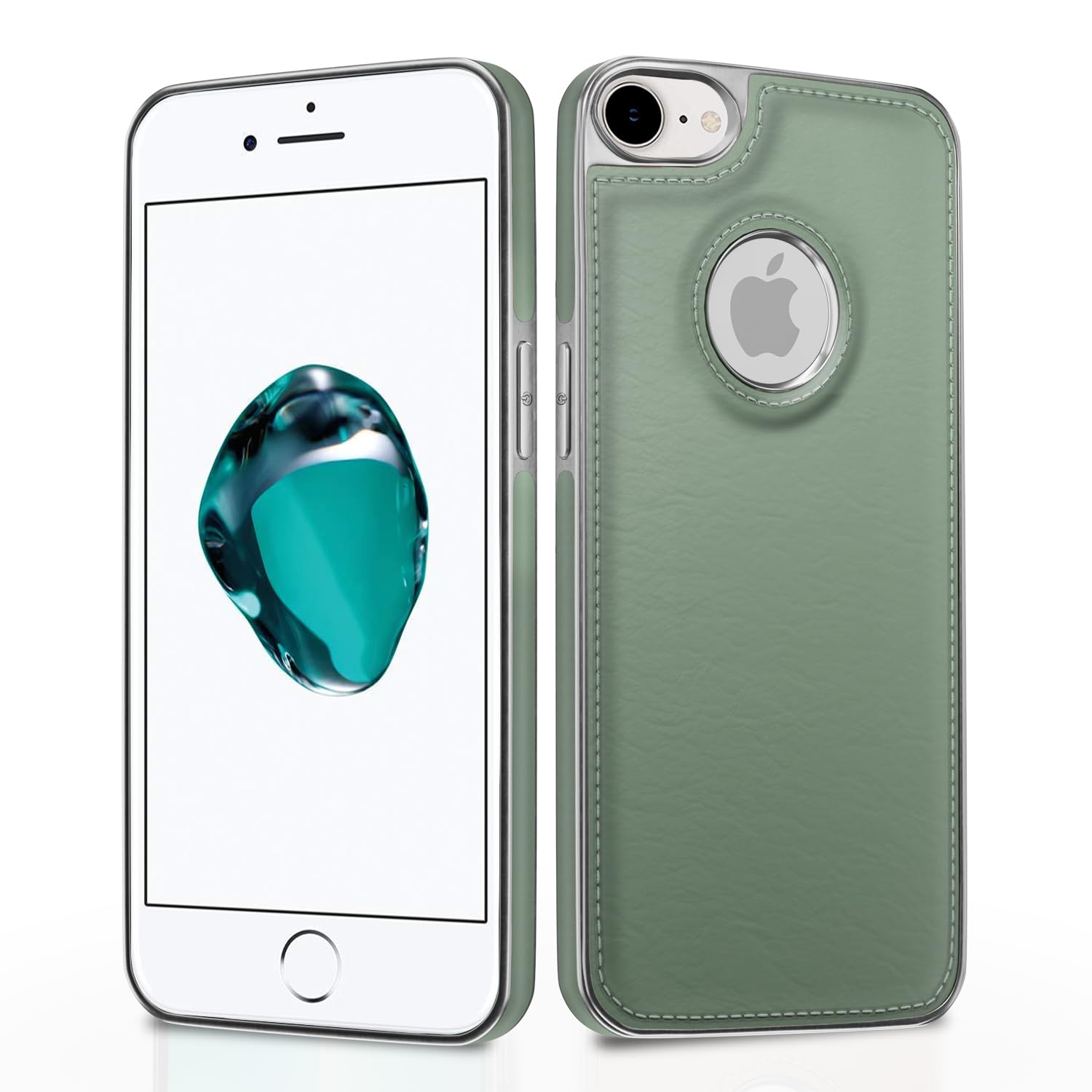 iPhone 7/8 Chrome Leather Back Cover -Green