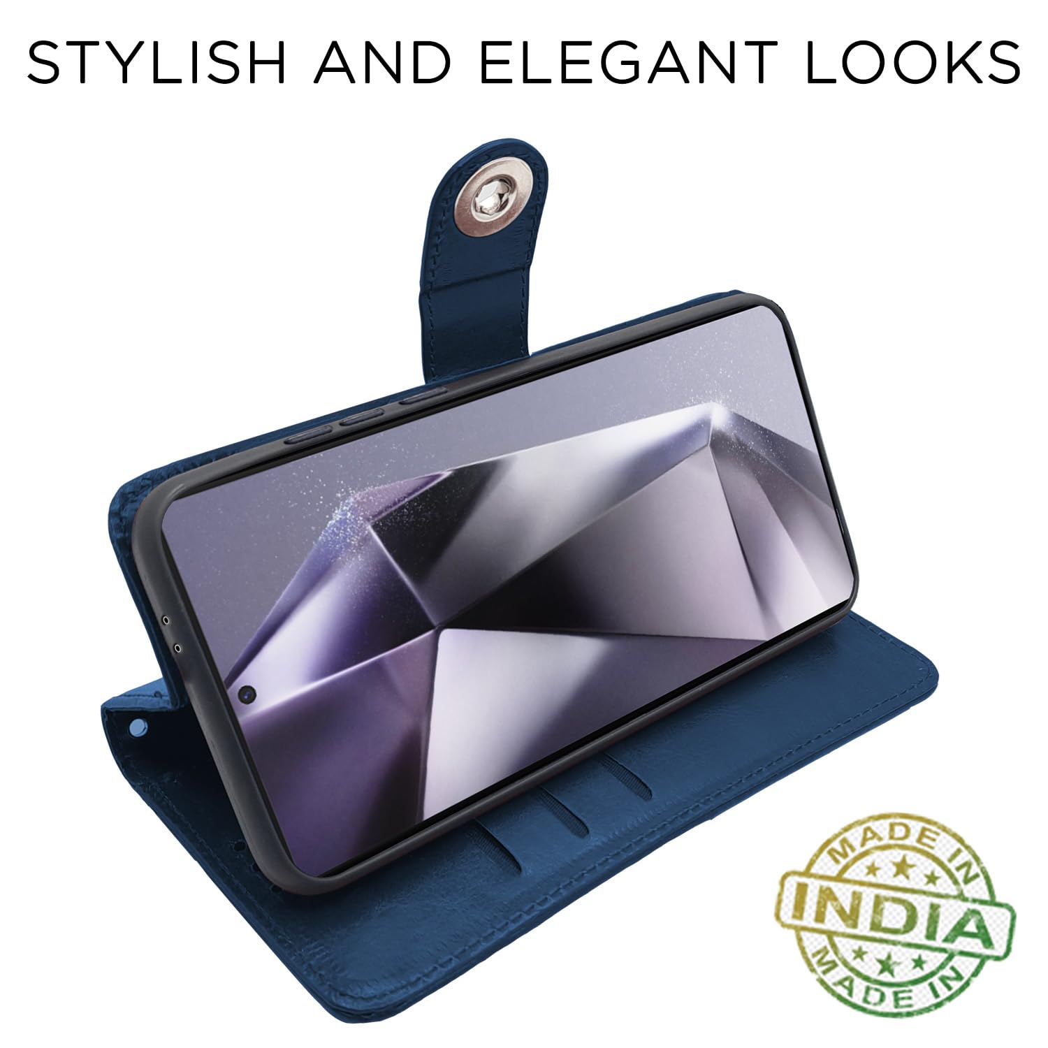 Pikkme Samsung Galaxy S24 Ultra 5G Button Flip Cover (Blue)