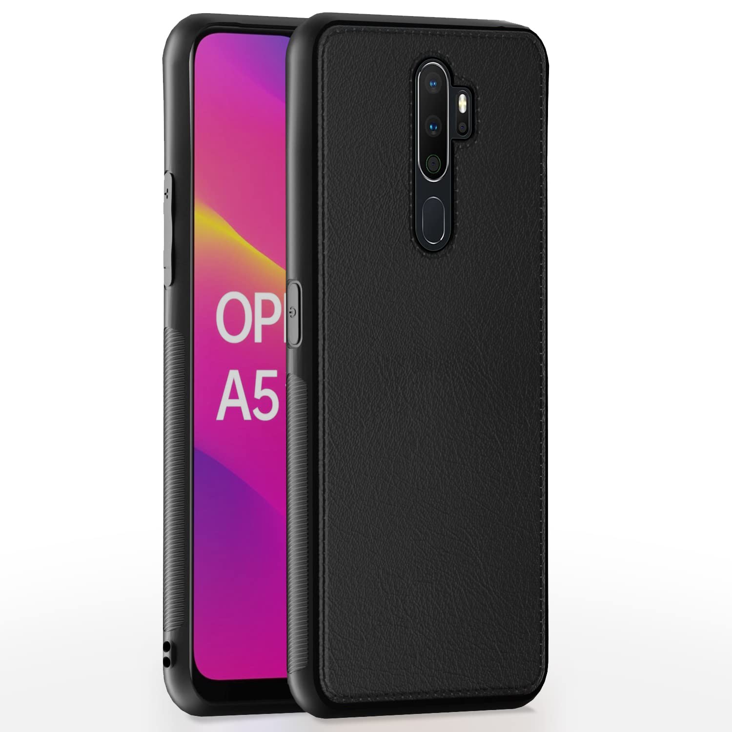 Oppo A5 2020 / A9 2020 LeatherBack Back Cover – Black