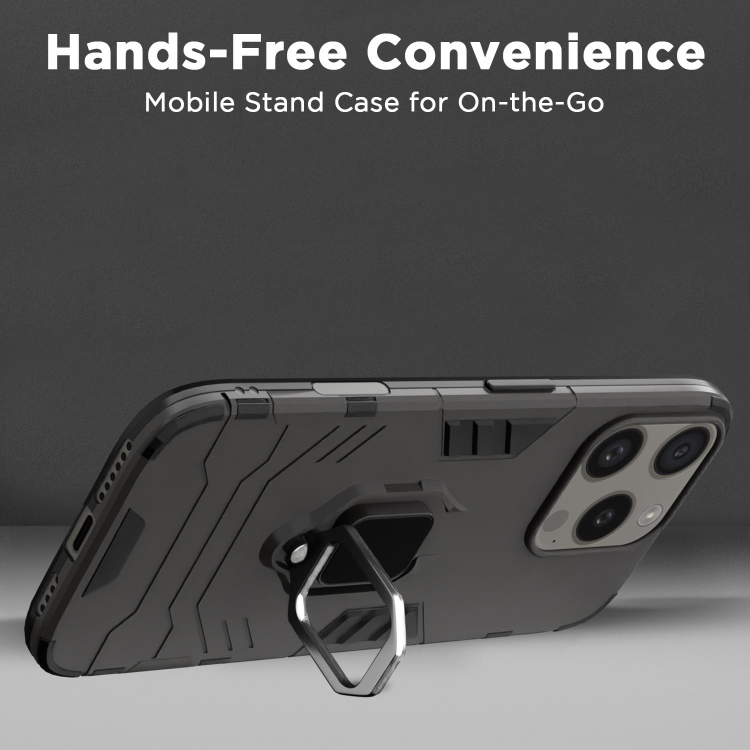 Pikkme iPhone 16 Pro Max D5 Tough Armor Back Cover (Black)
