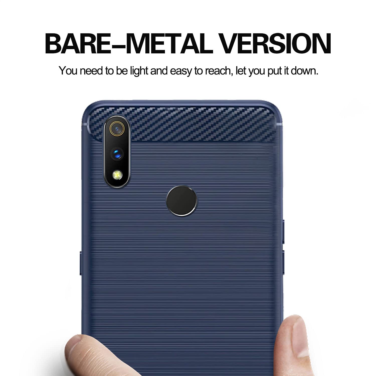 Pikkme Oppo Realme 3 Pro Hybrid Carbon Fiber Back Cover | Blue