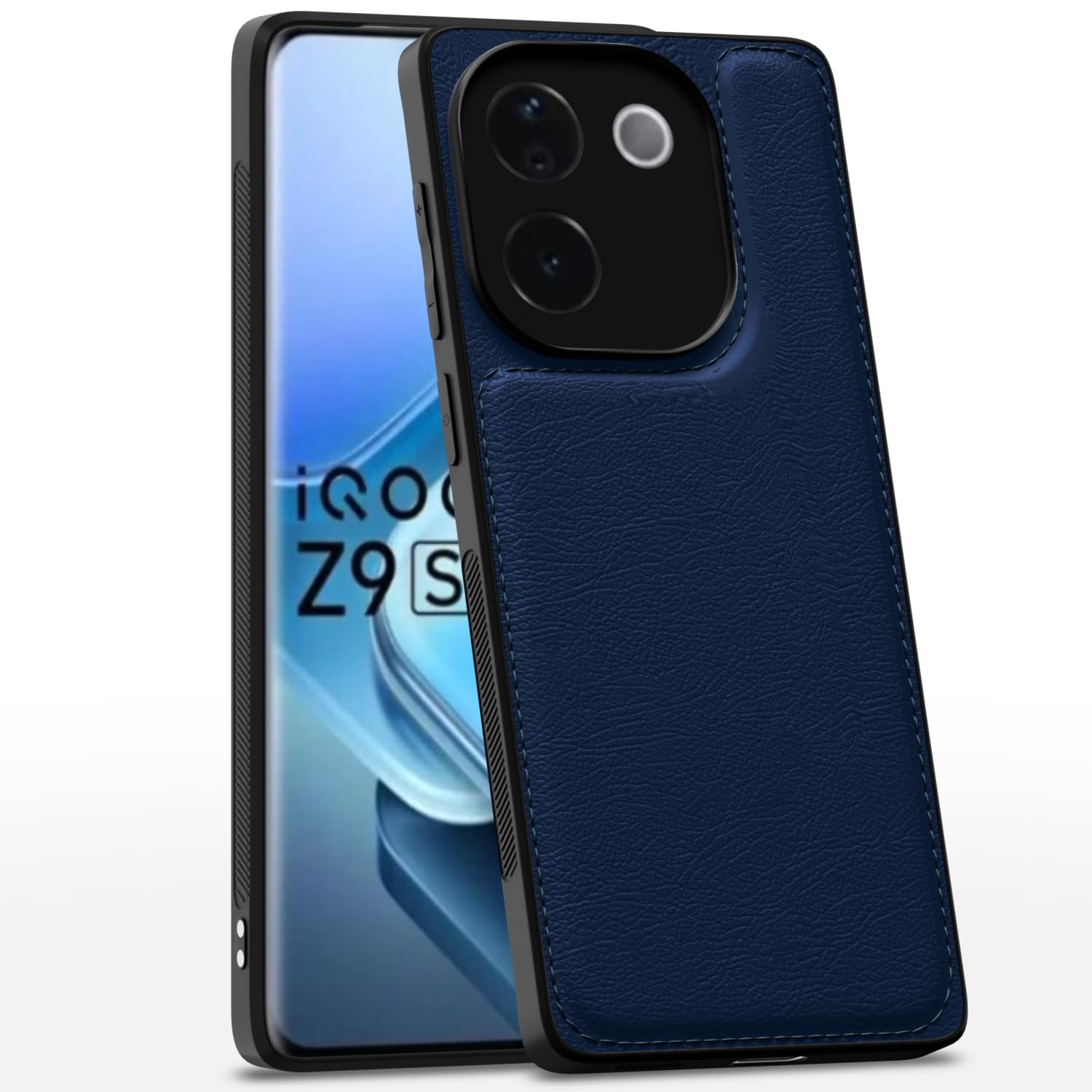 Pikkme blue Leather back cover for iQOO Z9s Pro/Vivo T3 Pro 5G