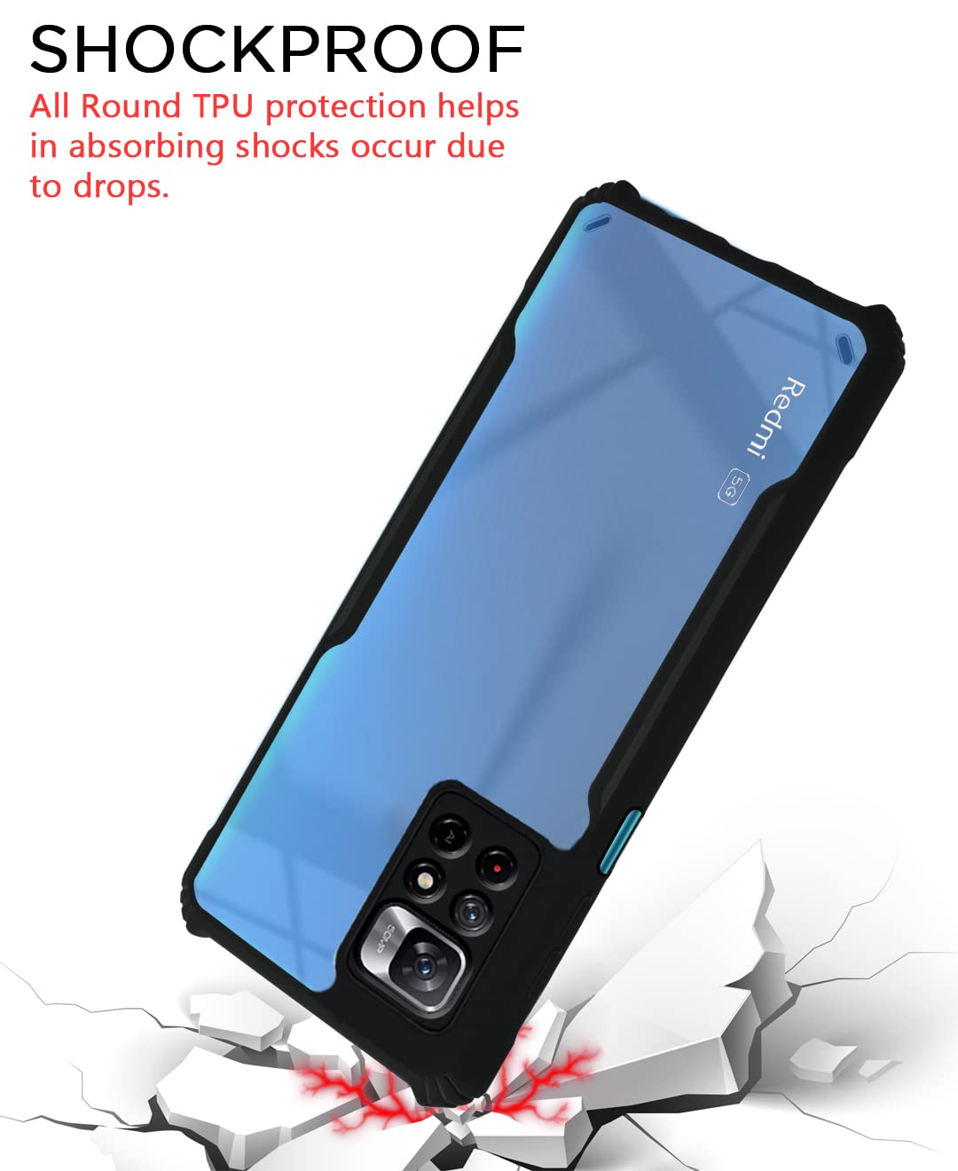 Pikkme Redmi Note 11T/Poco M4 Pro 5G Hybrid black mobile back cover – photo 2