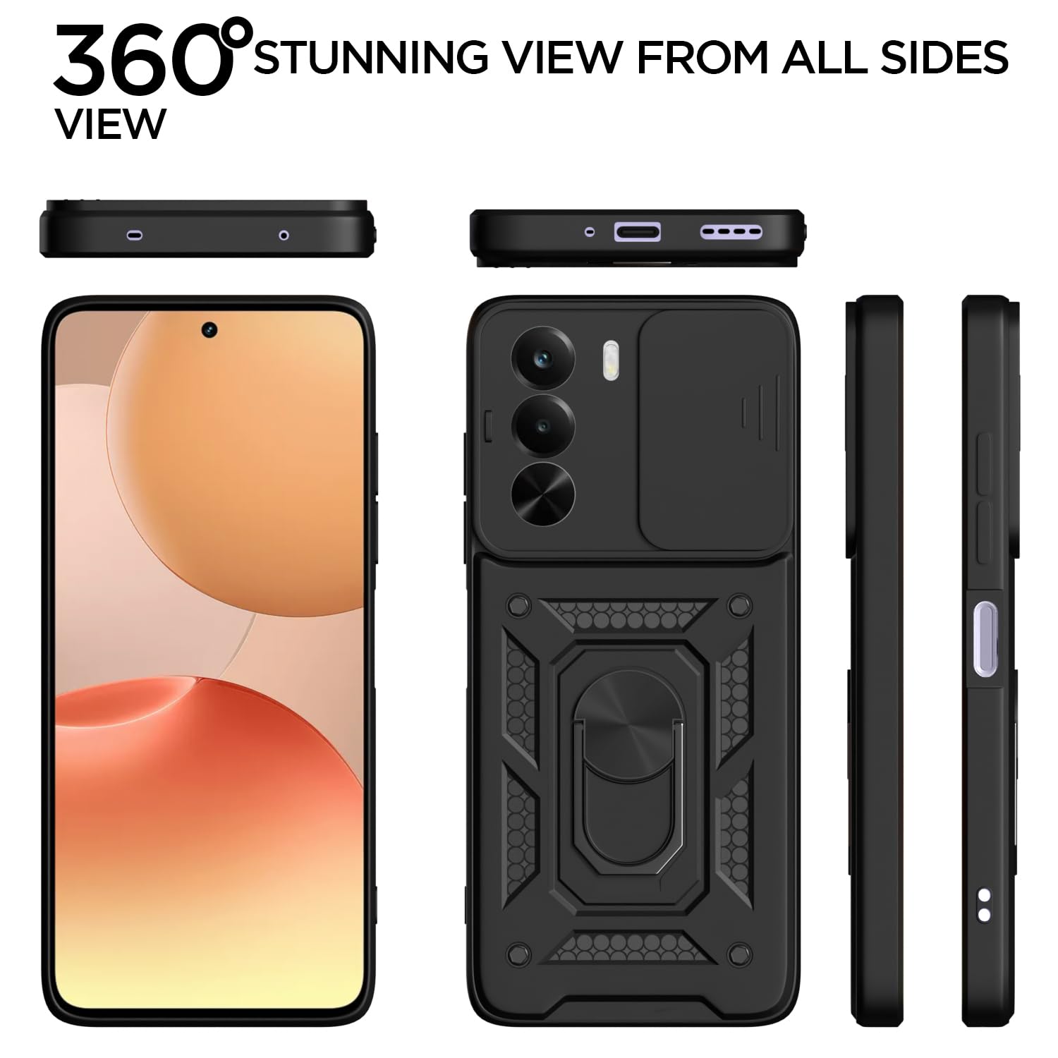 Pikkme Realme P4x 5G/360 D10 Camera Shield black mobile cover – photo 5