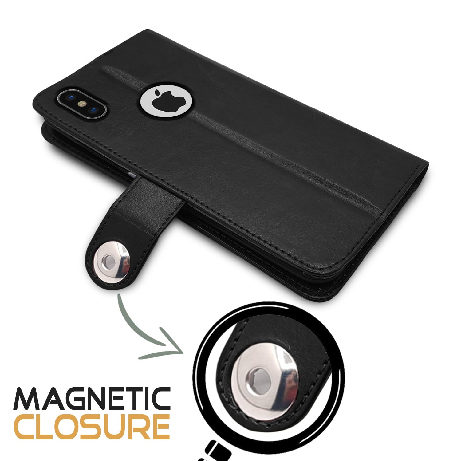 Black Button mobile flip cover for iPhone X/XS – Pikkme – photo 4