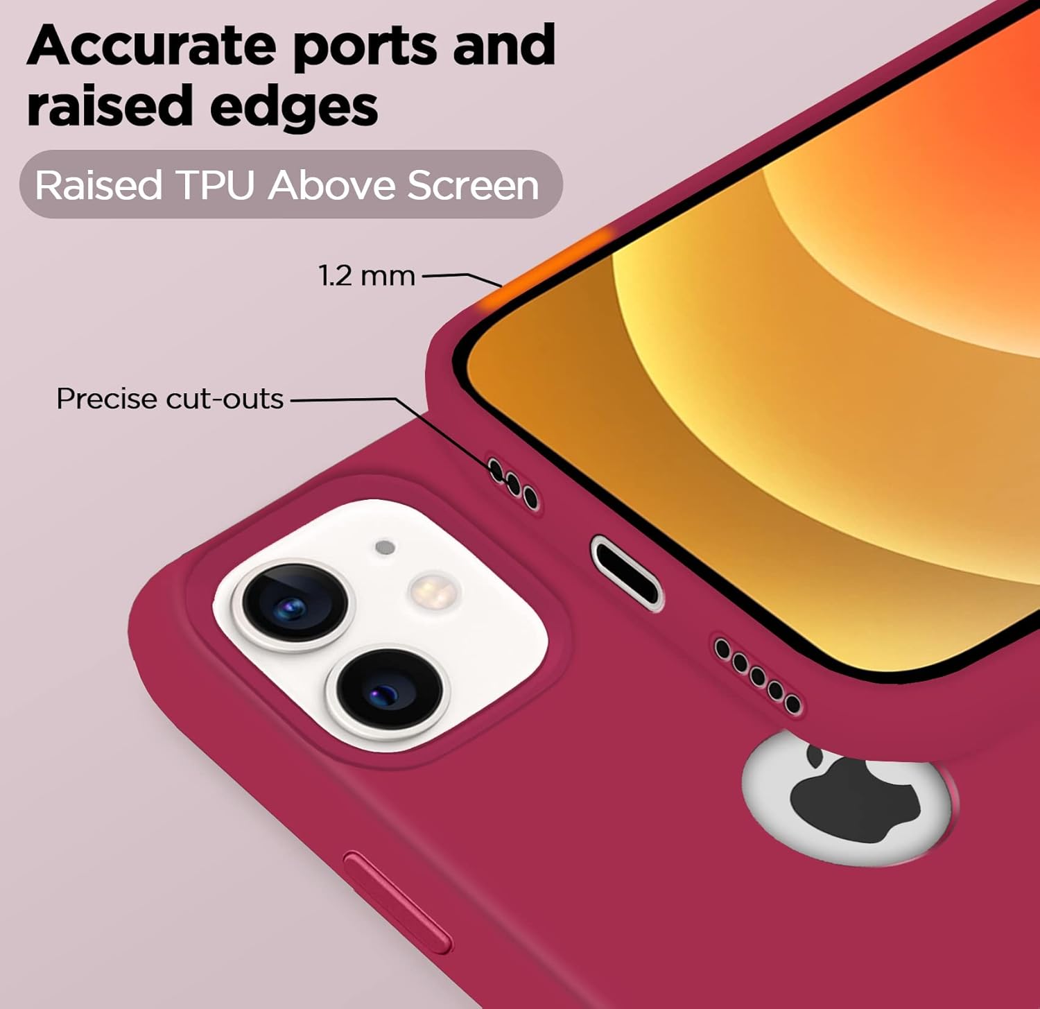 Pikkme iPhone 12 Mini Super Soft Silicone Back Cover (Rose Red)