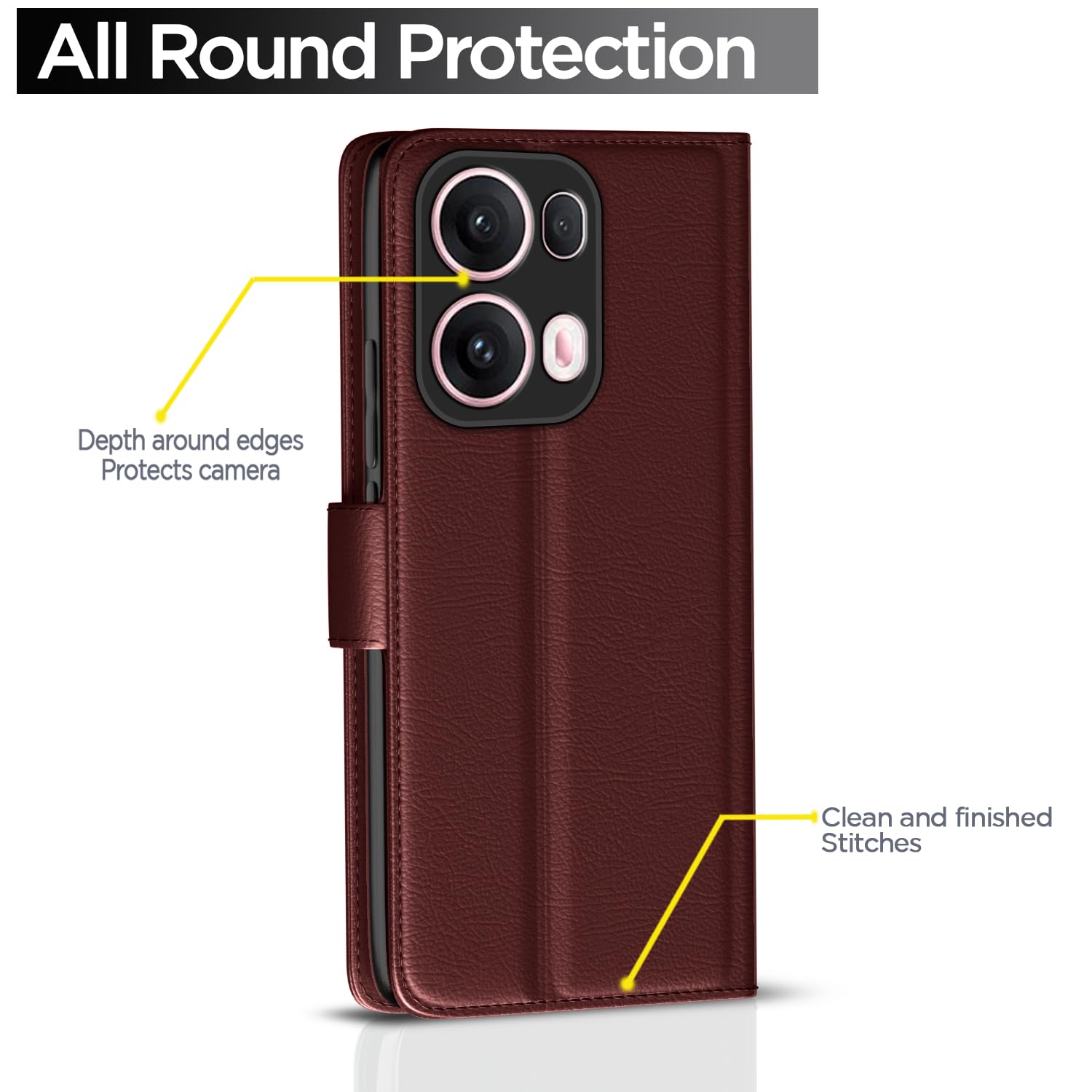 Pikkme Oppo Reno 13 Pro 5G Wallet brown wallet flip cover – photo 4