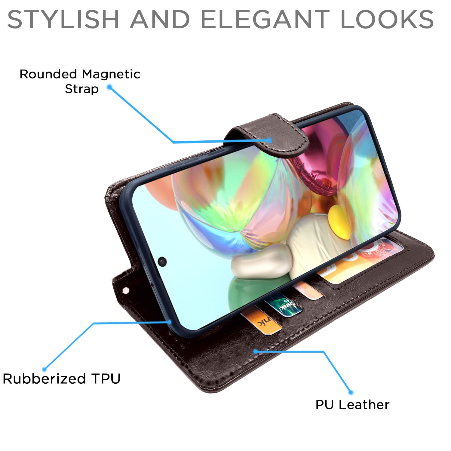 Pikkme Samsung Galaxy A71 Vintage Flip Cover (Coffee)