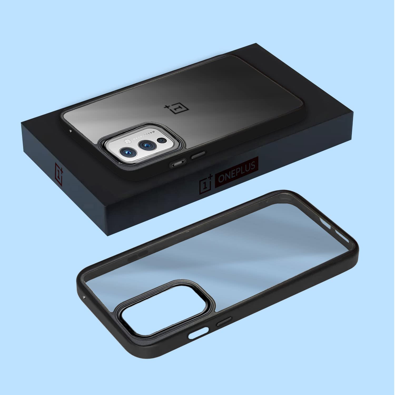 Pikkme Oneplus 9 5G Oneplus 9 5G Chrome Metal Ring Back Cover (Black)