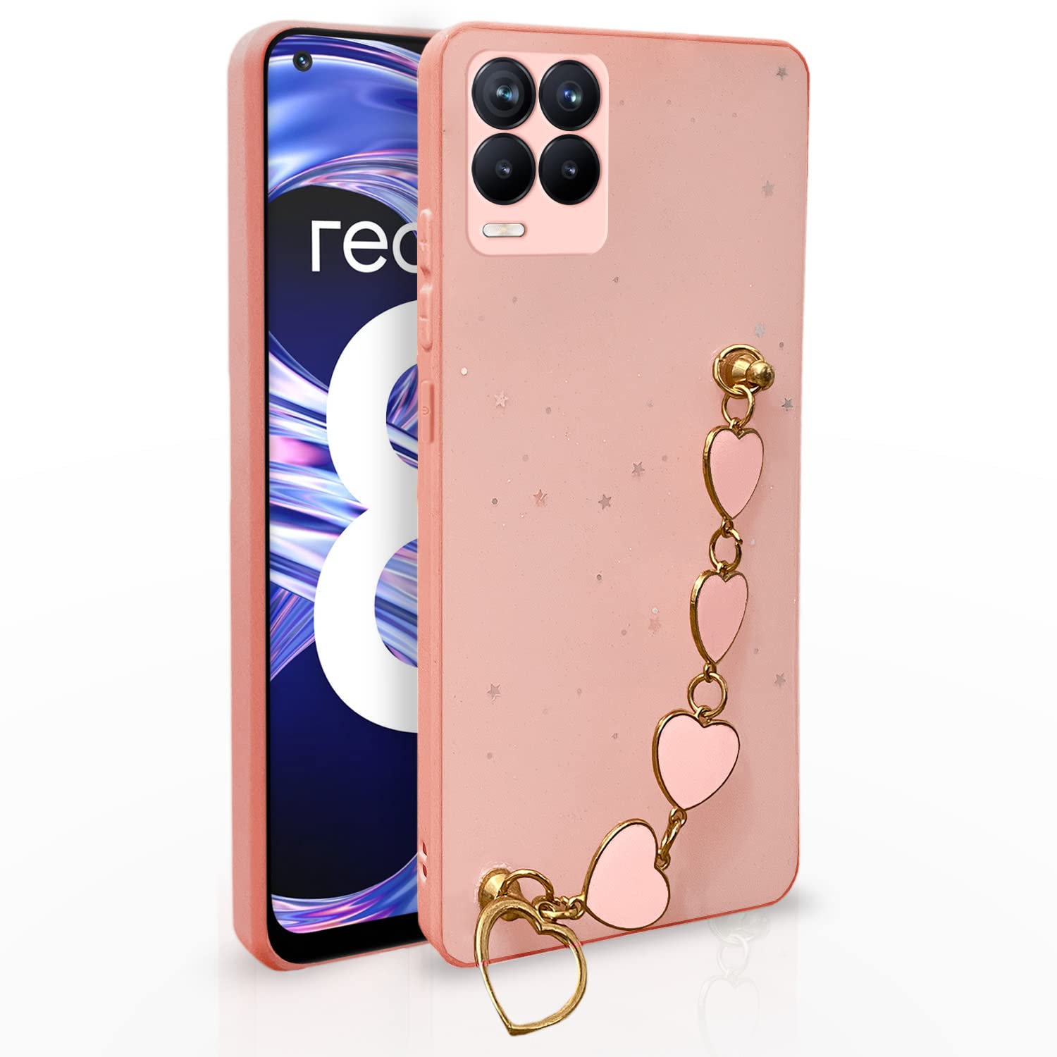 Pikkme Realme 8 4G / Realme 8 Pro Chain Back Cover (Pink)