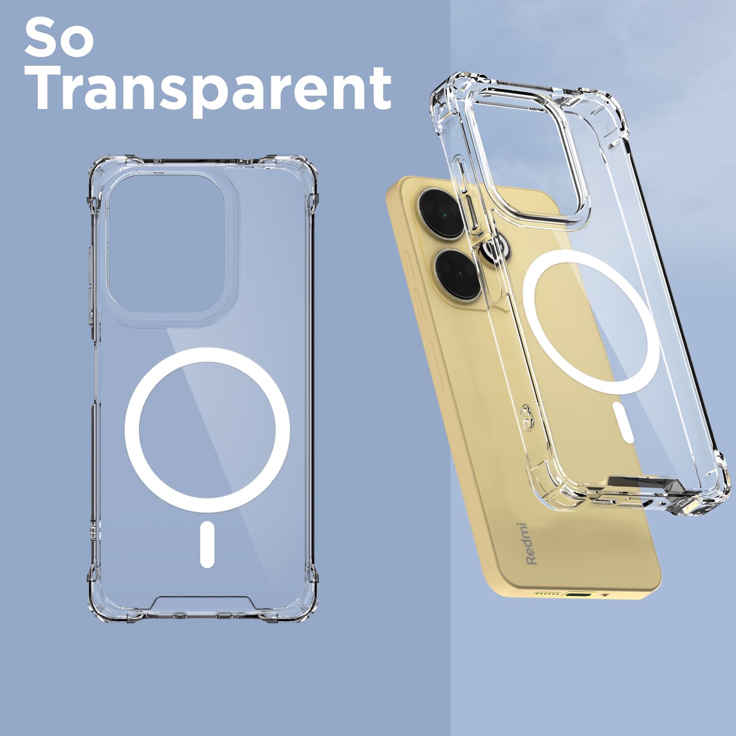 Transparent mag-safe MagSafe mobile back cover for Redmi 13/Poco M6 Plus 5G – Pikkme – photo 2