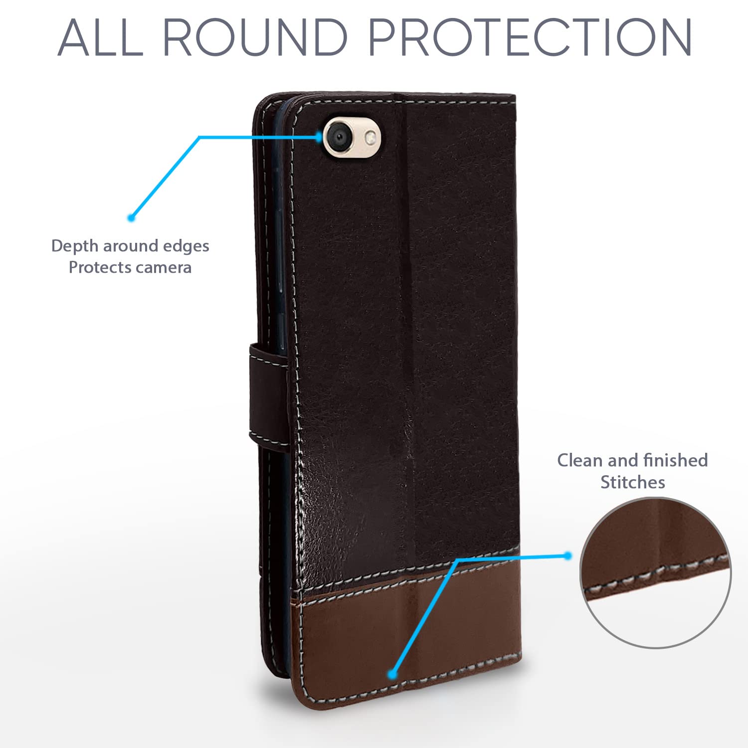 Pikkme Vivo V5/V5s Magnetic coffee & brown flip case – photo 4