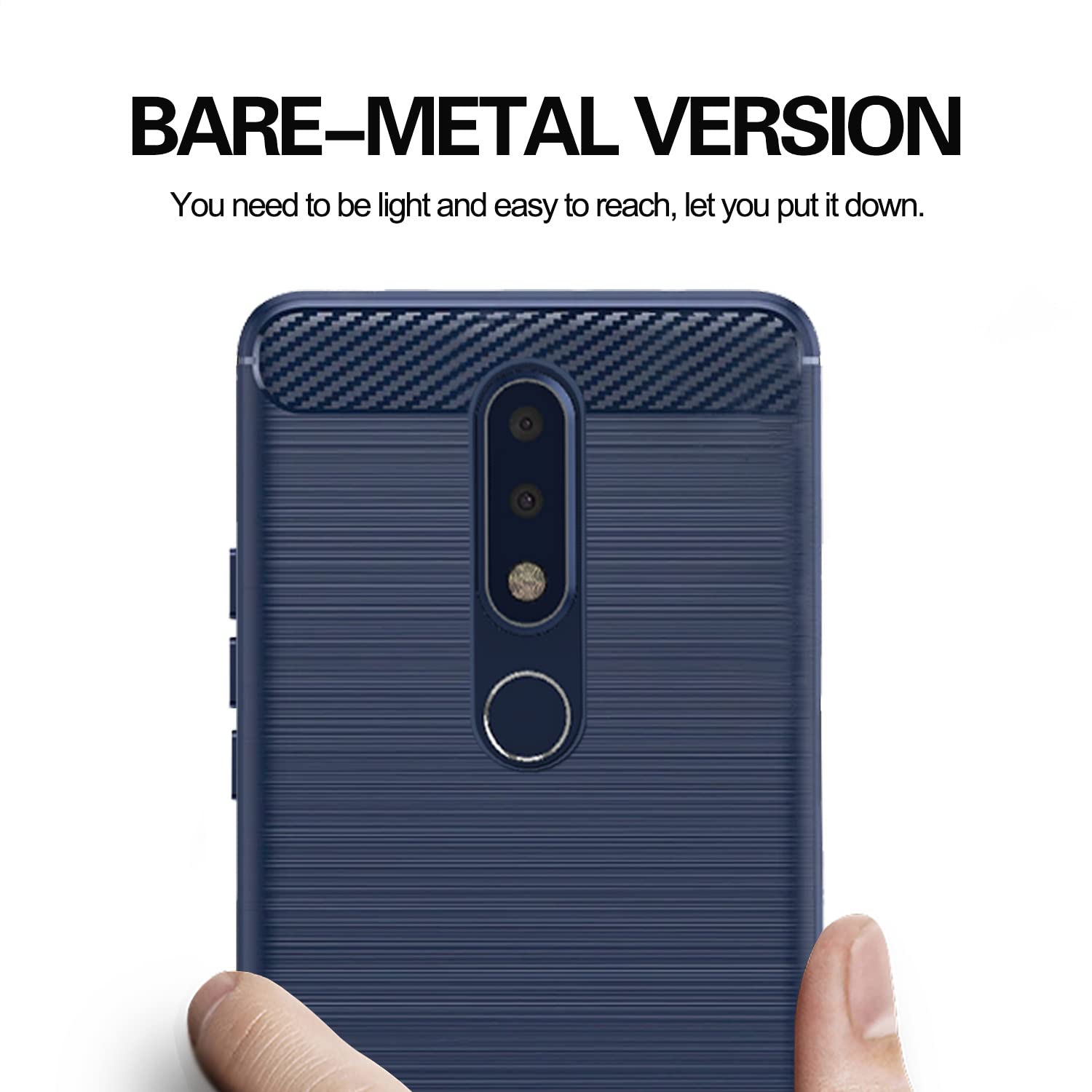 Pikkme Nokia 6.1 Plus Hybrid Carbon Fiber Back Cover | Blue