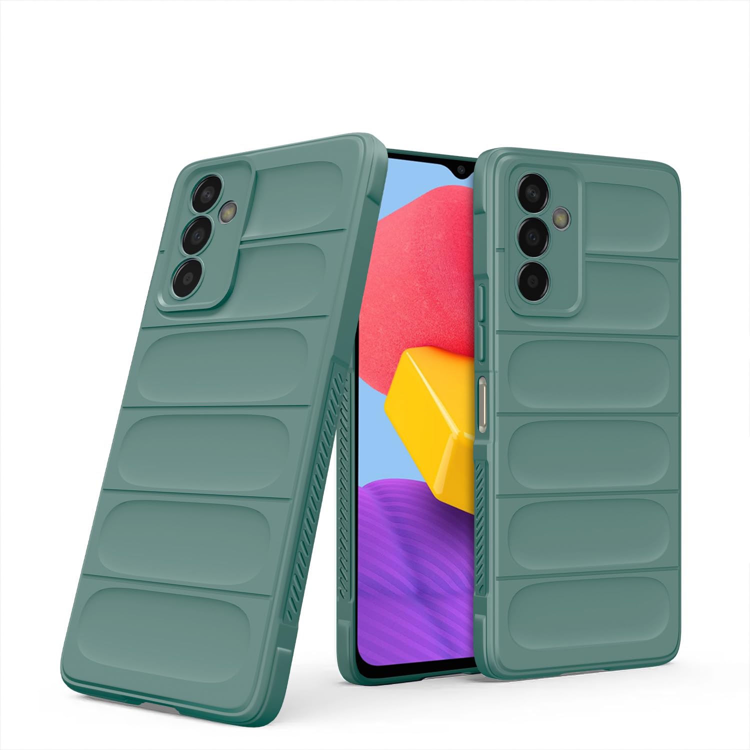 Samsung M13 4G Liquid Silicone mobile back cover in green by Pikkme