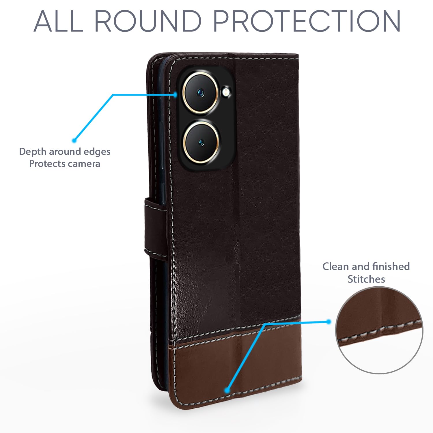 Coffee & brown Magnetic flip cover for Vivo Y03 4G – Pikkme – photo 2