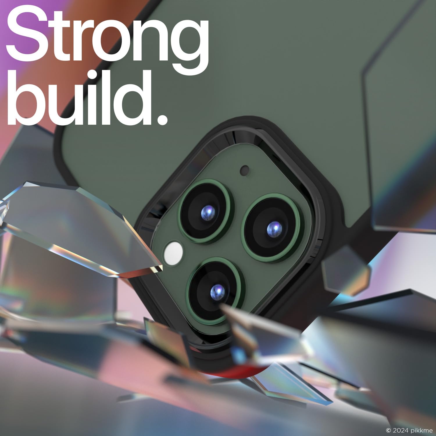 Pikkme iPhone 11 Pro Chrome Metal Ring Back Cover (Black)