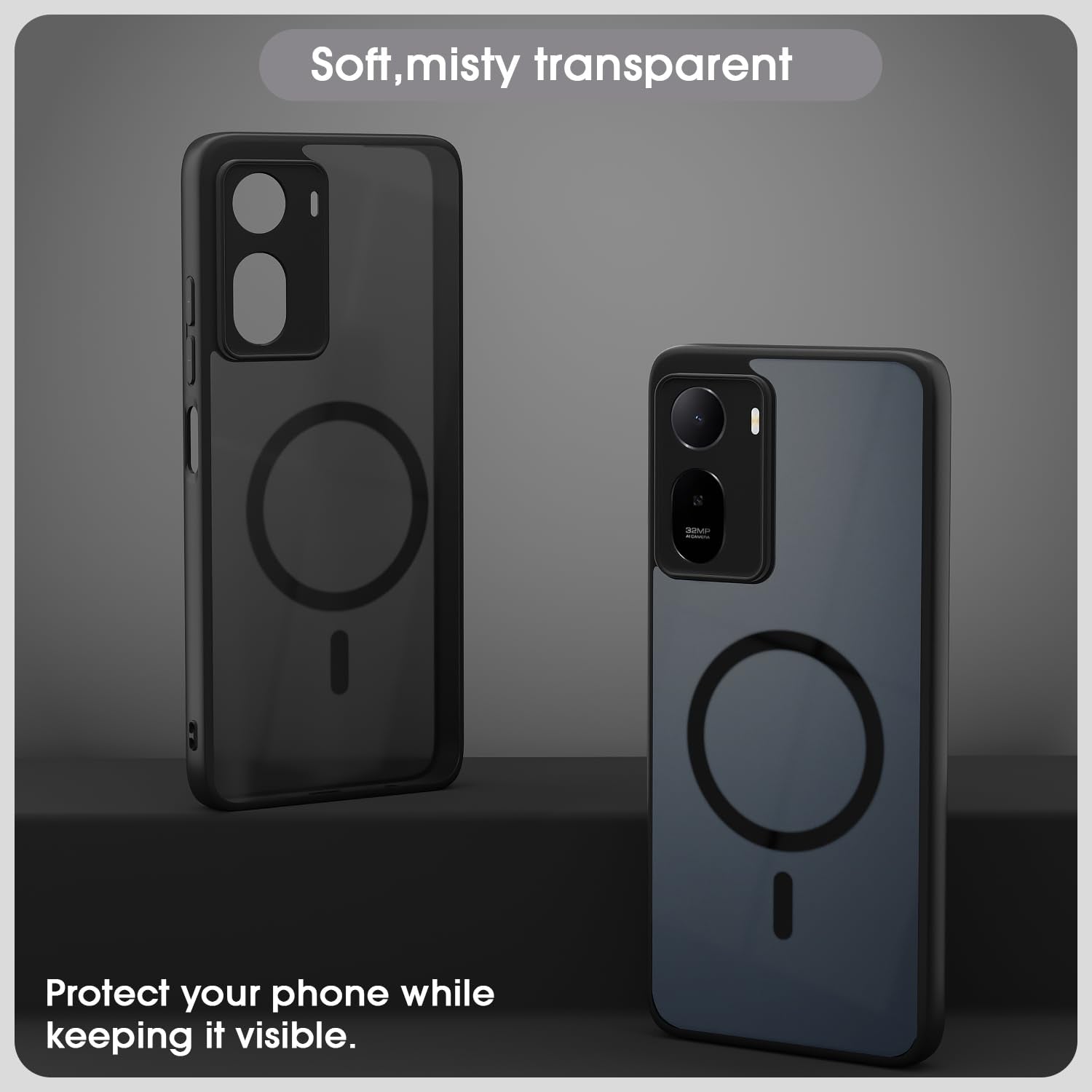 Pikkme black smoke mag-safe phone cover for Redmi A7 Pro/Poco C85x 5G – photo 3