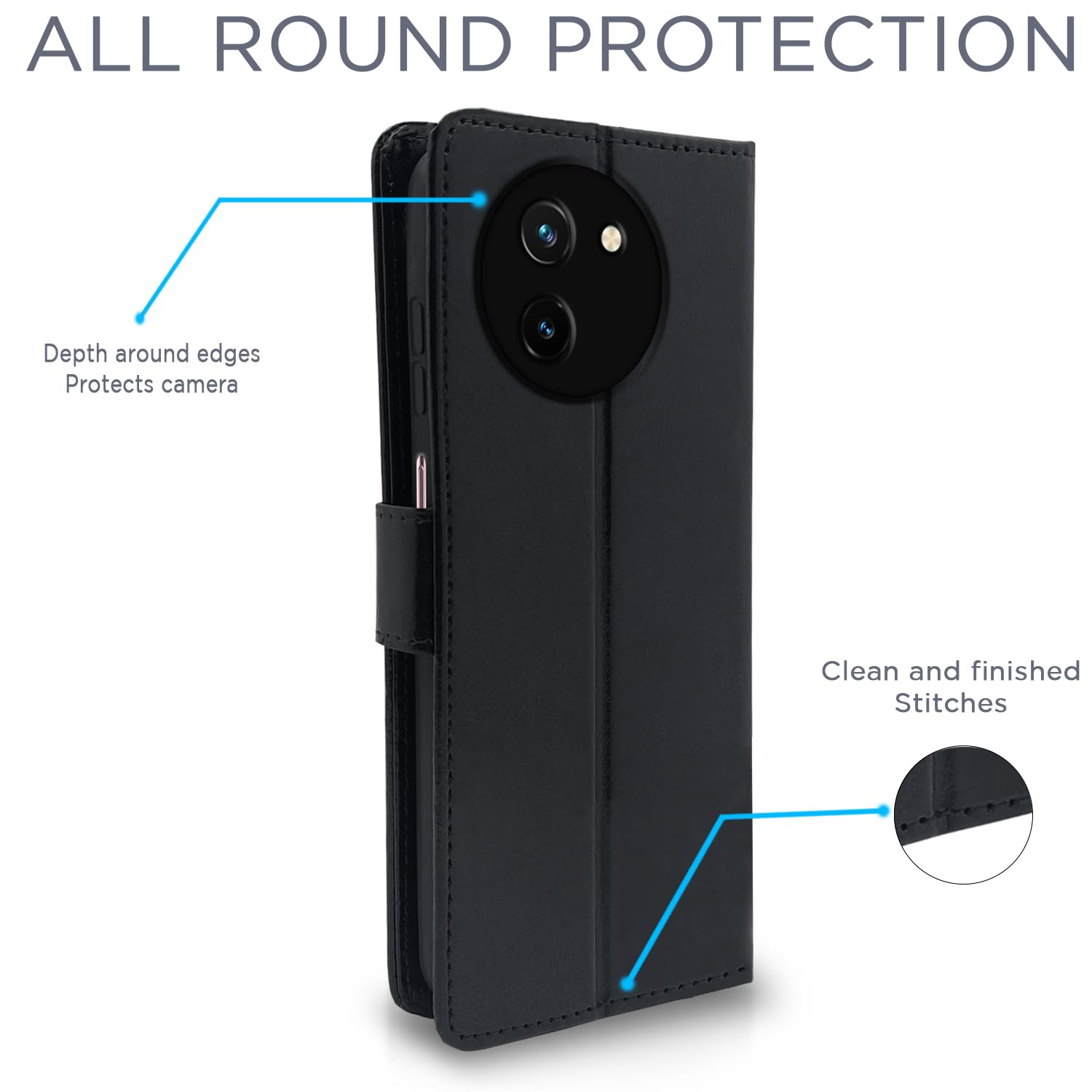 Pikkme Vivo T3x/Y200i 5G black mobile flip cover – photo 4