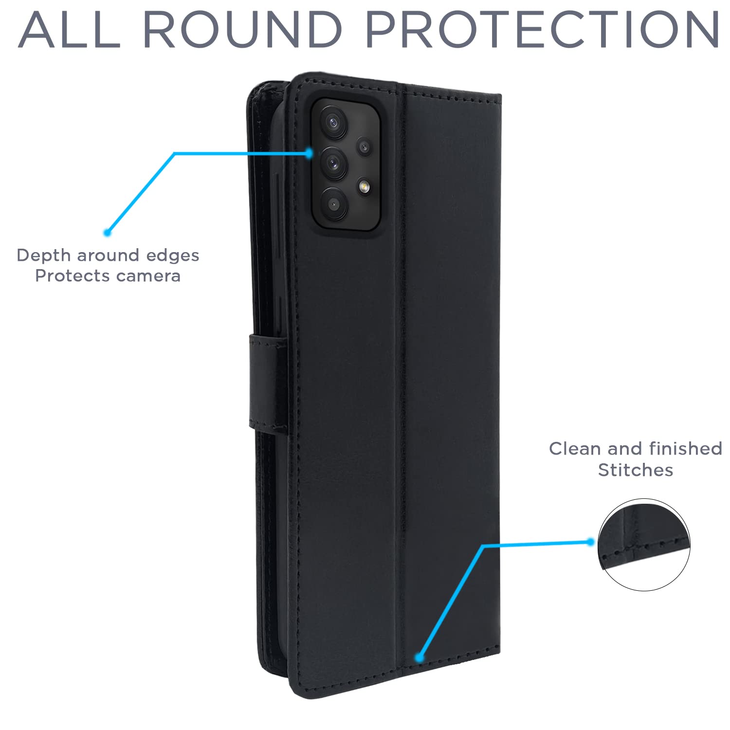 Pikkme Samsung Galaxy A33 5G Vintage Flip Cover (Black)