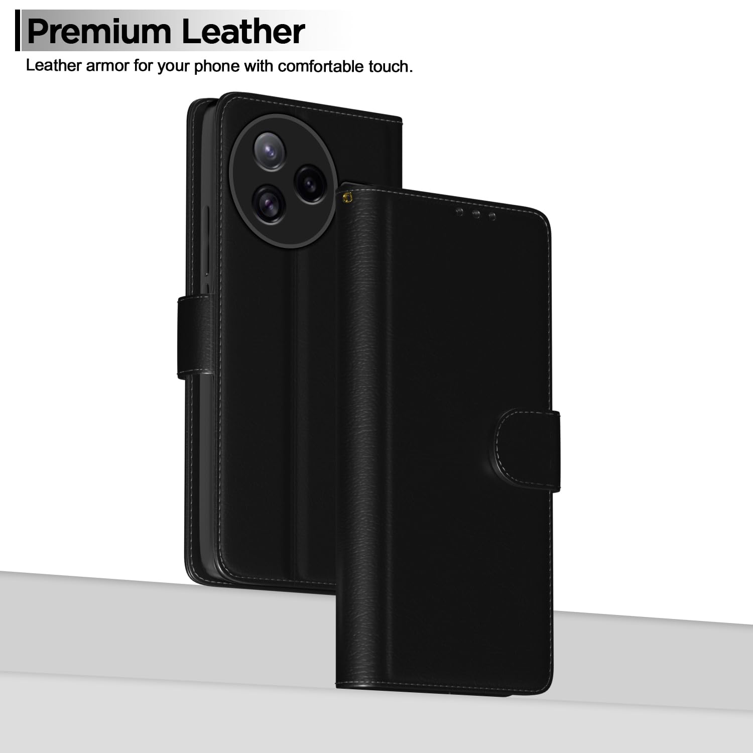 Pikkme Poco F7 Pro 5G Vintage Flip Cover (Black)