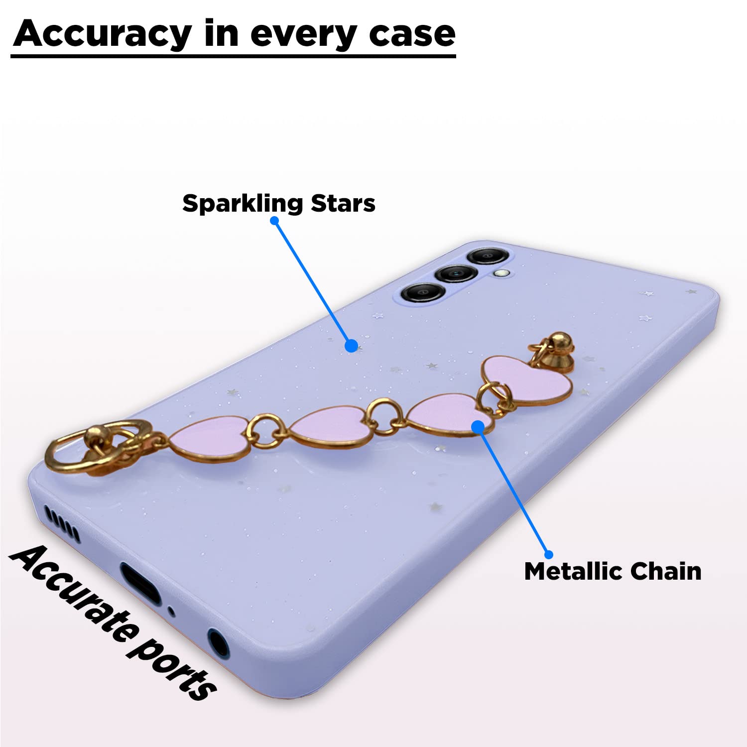 Pikkme Samsung Galaxy A14 5G Chain Back Cover (Purple)