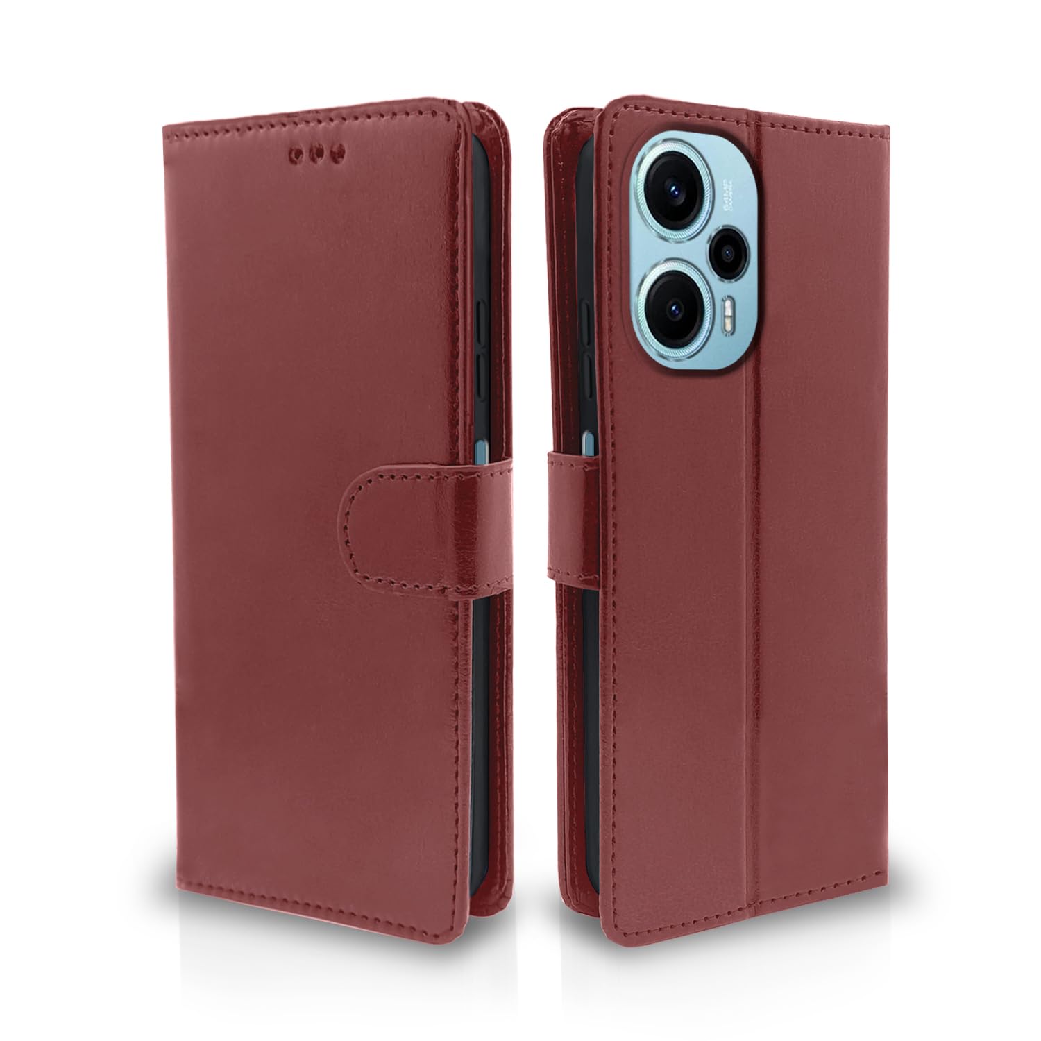 Pikkme brown flip case for Poco F5 5G