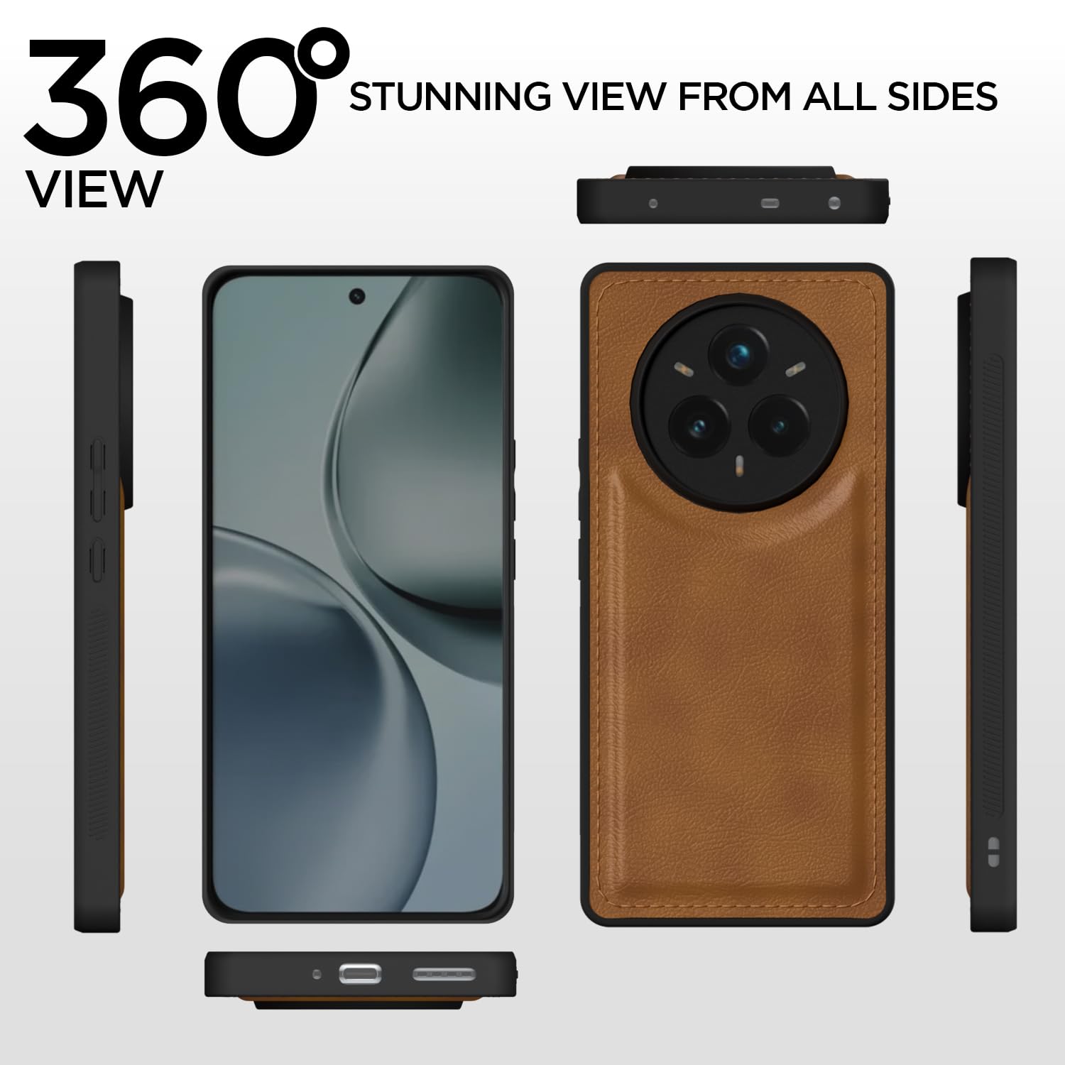 Pikkme Realme 14 Pro 5G Leatherback Back Case (Brown)