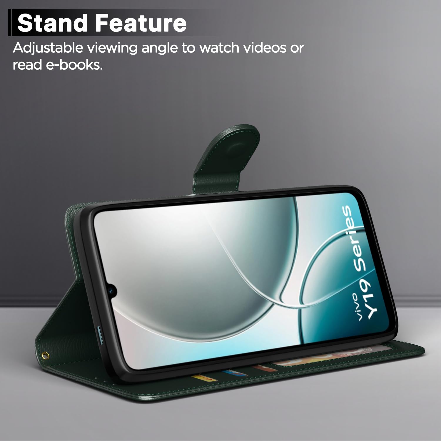 Pikkme Vivo Y19e / Y04 4G / Y29s 5G Vintage Flip Cover (Green)