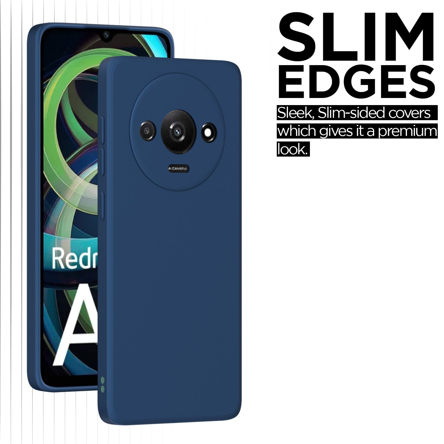 Pikkme Redmi A3 Liquid Silicone Back Cover (Blue)