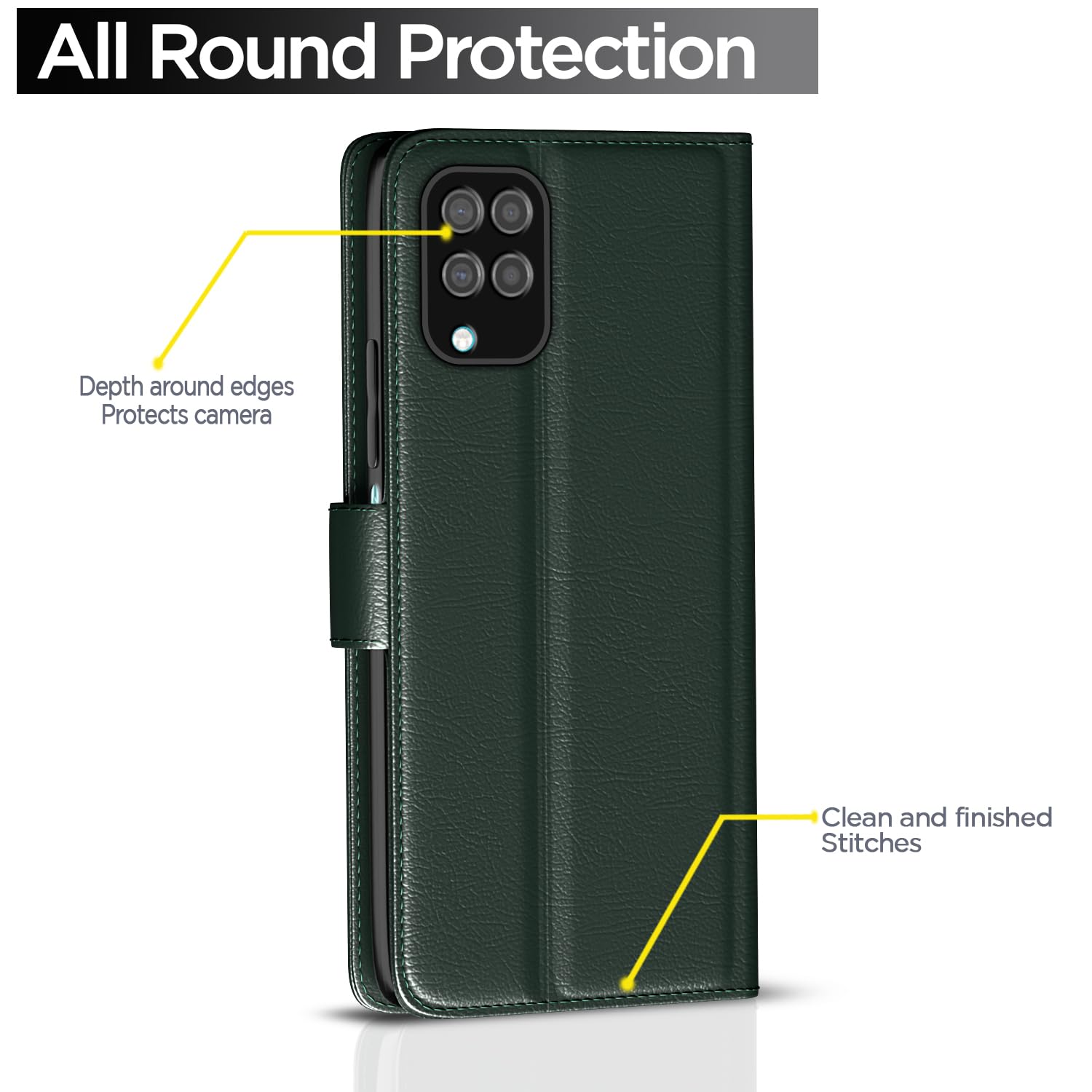 Pikkme Samsung Galaxy M12 / F12 / A12 Vintage Flip Cover (Green)