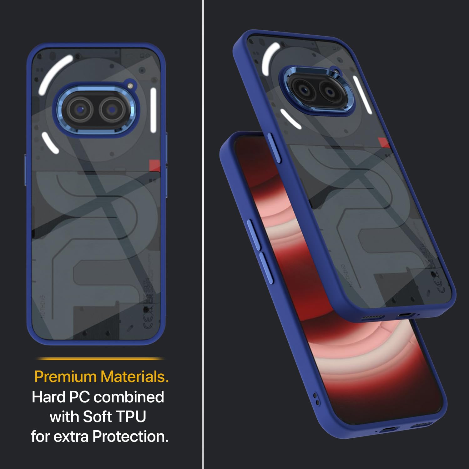 Pikkme Nothing Phone 2A / Nothing Phone 2A Plus Chrome Metal Ring Back Cover (Dark Blue)