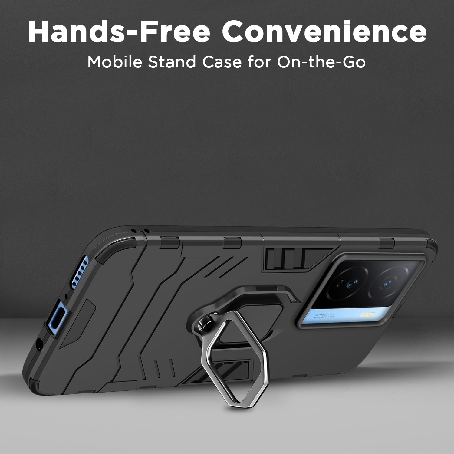 Pikkme iQOO Z7 5G / iQOO Z7s 5G D5 Tough Armor Back Cover | Black