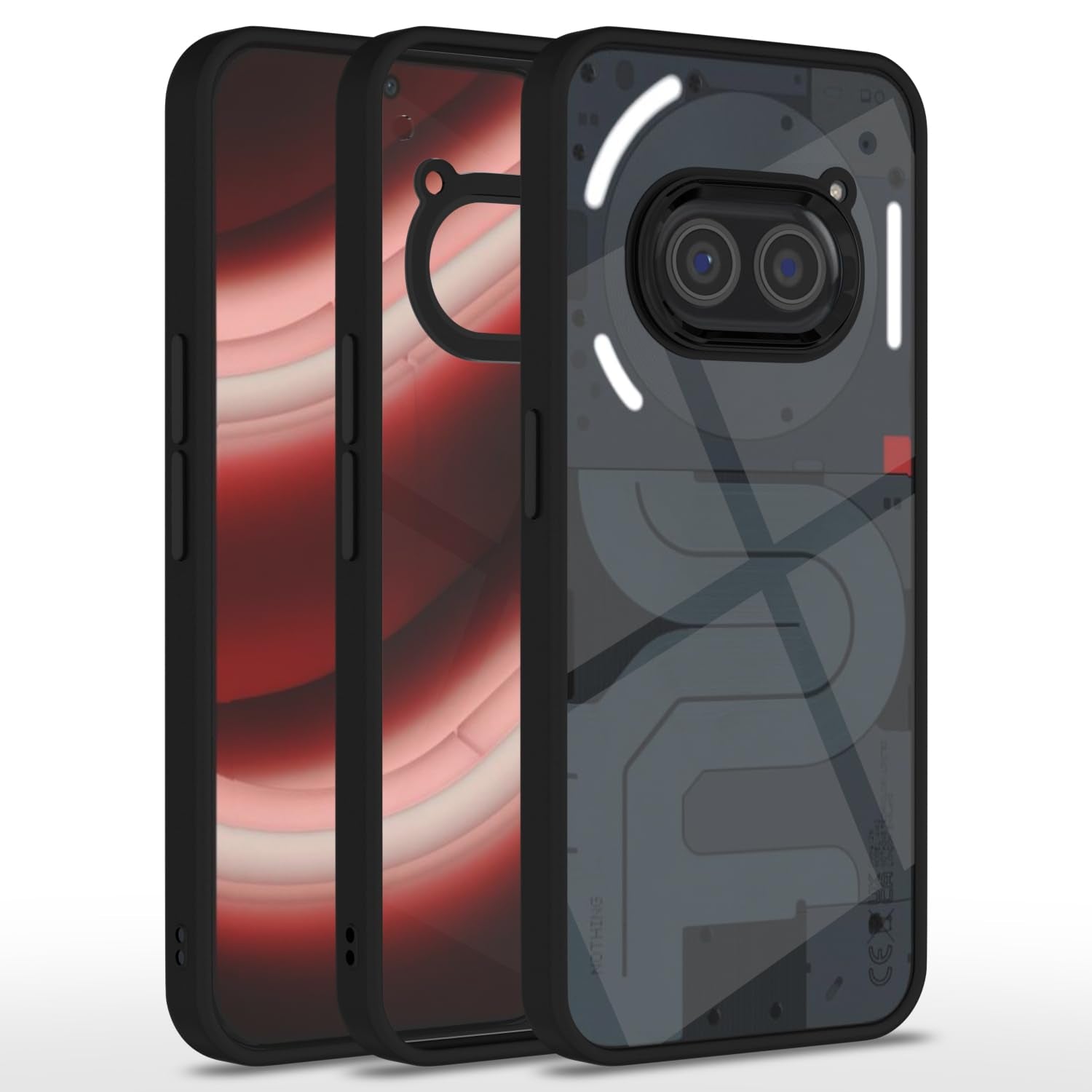 Nothing Phone 2A / Nothing Phone 2A Plus Chrome Metal Ring Back Cover -Black