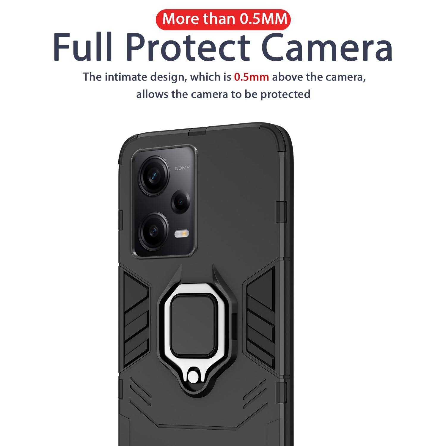 Pikkme Redmi Note 12 Pro 5G D5 Tough Armor Back Cover | Black
