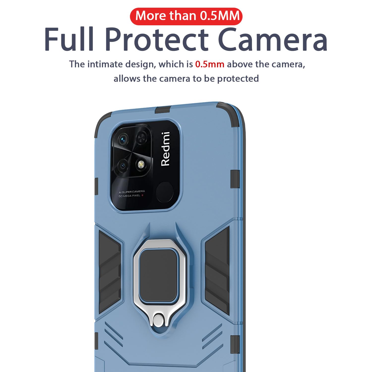 Pikkme Redmi 10 / Redmi 10 Power D5 Tough Armor Back Cove | Blue