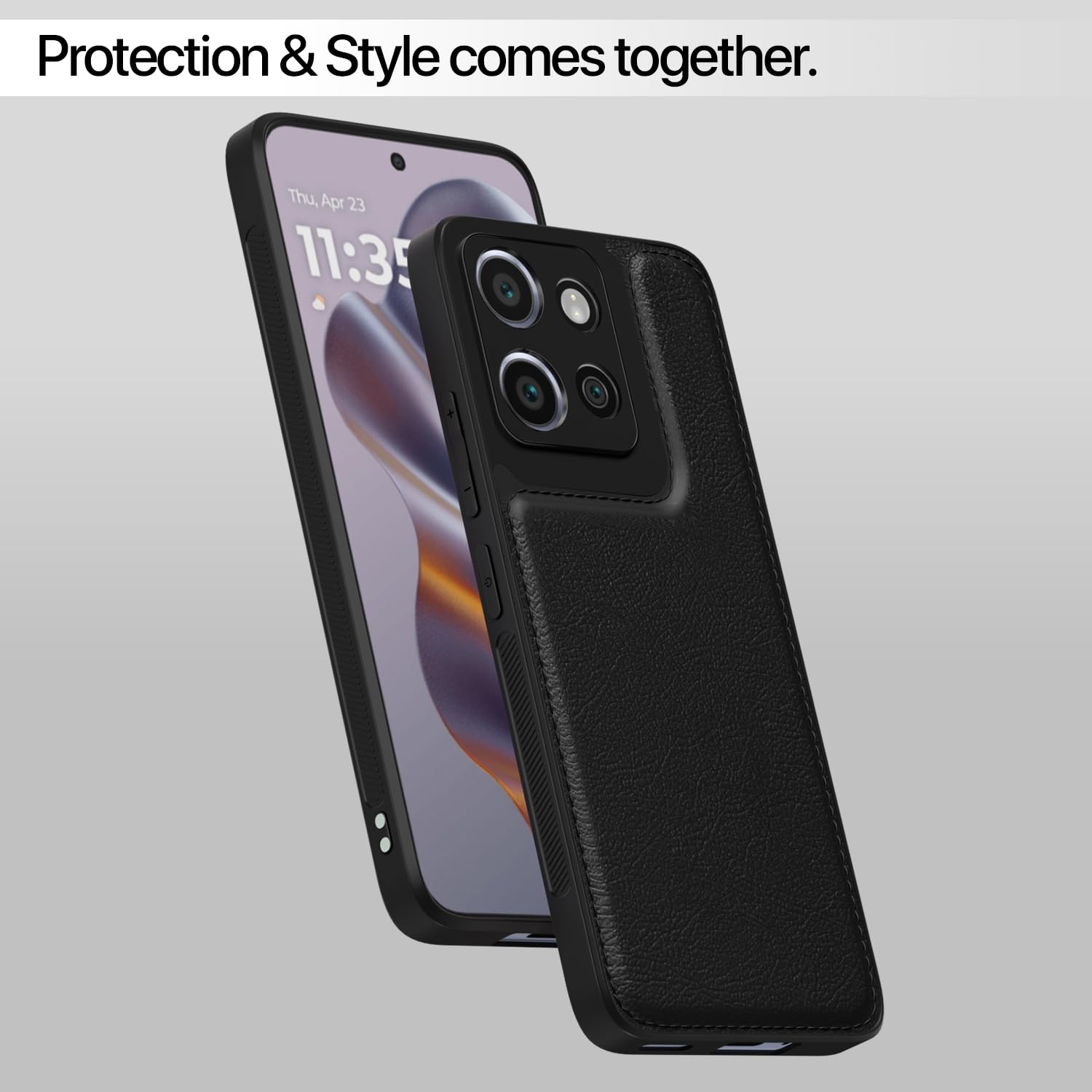 Pikkme Moto Edge 50 neo 5G Leather Back Case | Black