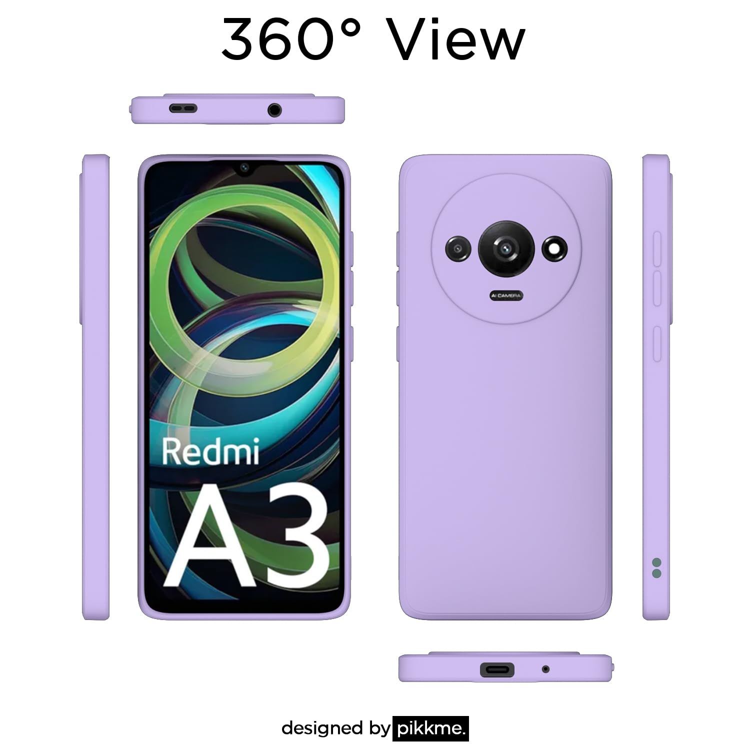 Pikkme Redmi A3 (2024) / Redmi A3x / Poco C61 Liquid Silicone Back Cover | Purple