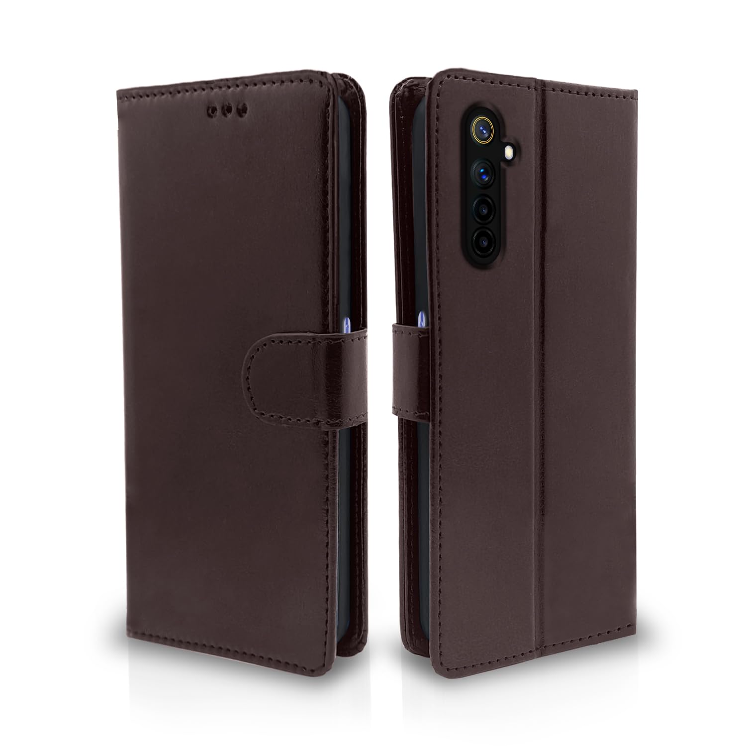 Pikkme Realme 6 Vintage Flip Cover (Coffee)