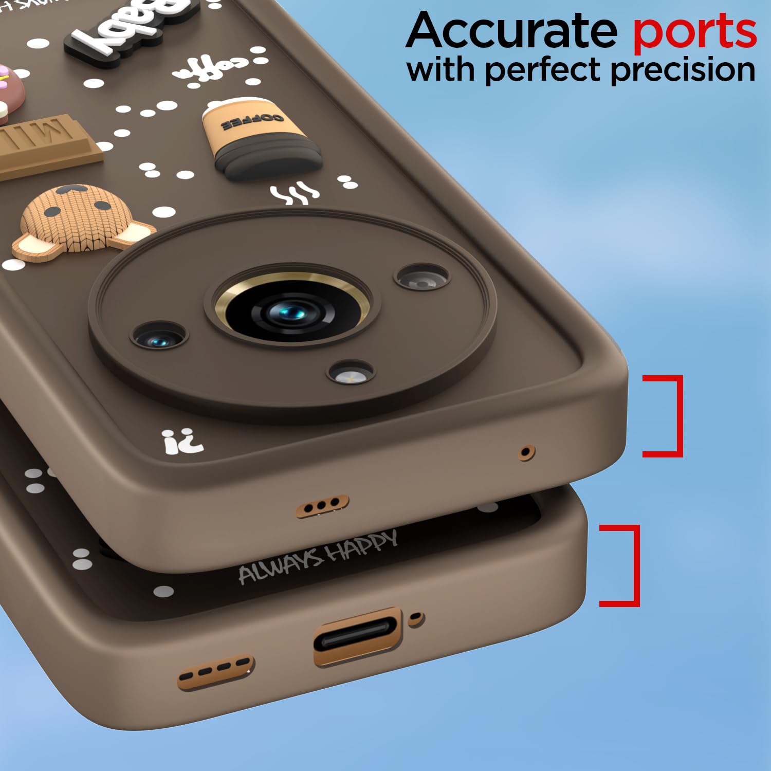 Pikkme Realme 11 Pro/11 Pro Plus 5G/Narzo 60 Pro 5G/3D Silicone brown mobile back cover – photo 4