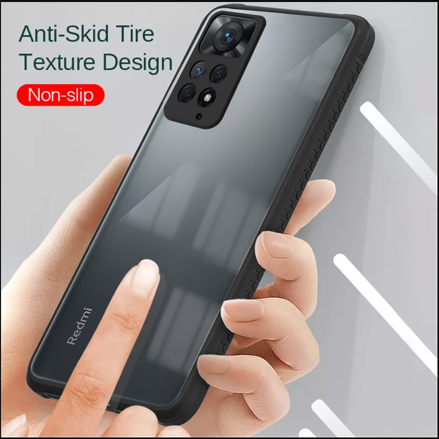 Redmi Note 11/Note 11s Clear mobile back cover in black by Pikkme – photo 3
