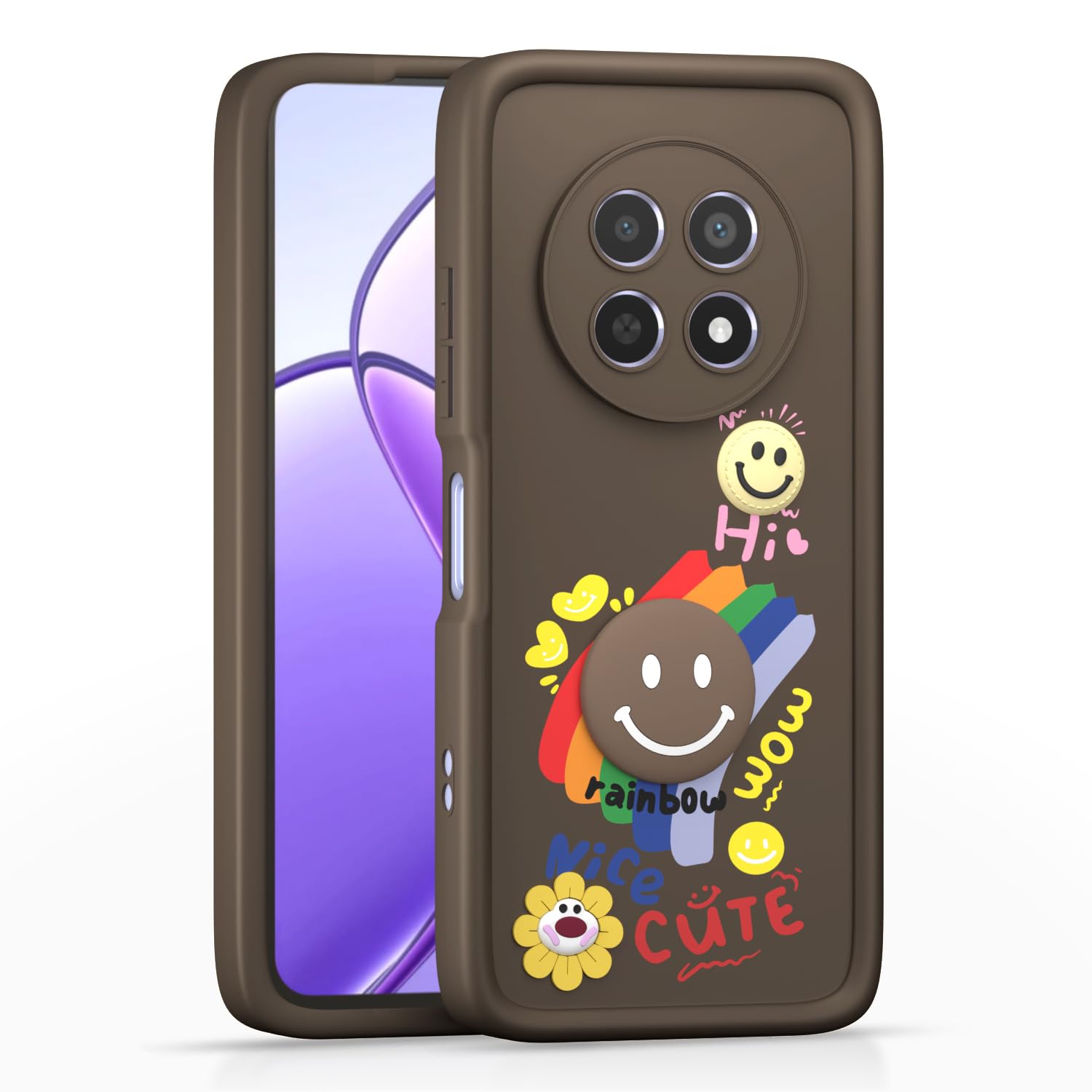 Realme Narzo 70x 5G/N65/13/12/12X 5G/C65 Soft Silicone mobile cover in brown by Pikkme