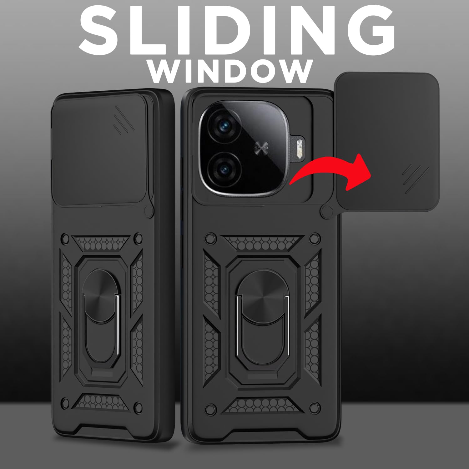 iQOO Neo 10R/Z9 Turbo/Vivo Y200 GT 5G D10 Camera Shield back cover in black by Pikkme – photo 2