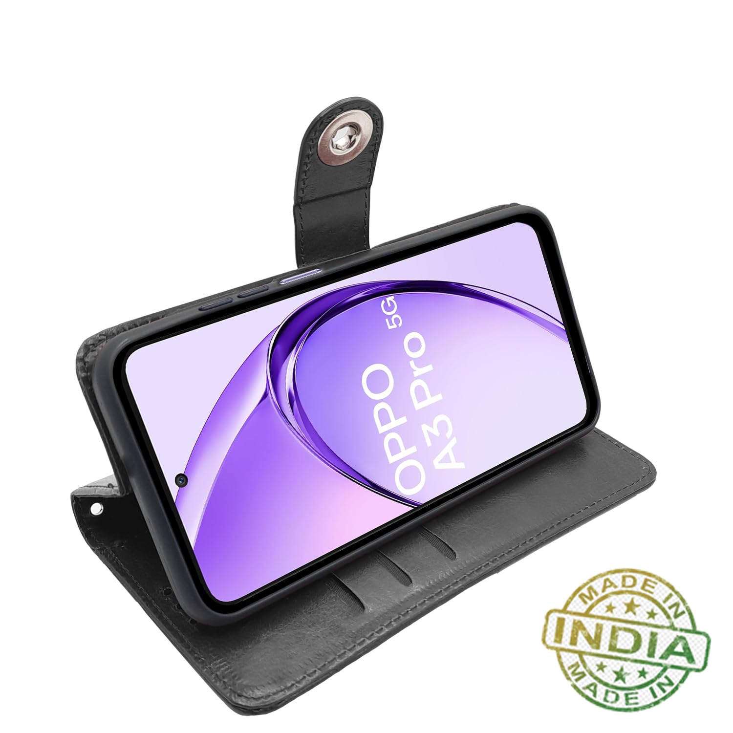 Pikkme Oppo A3 Pro 5G Button Flip Cover (Black)