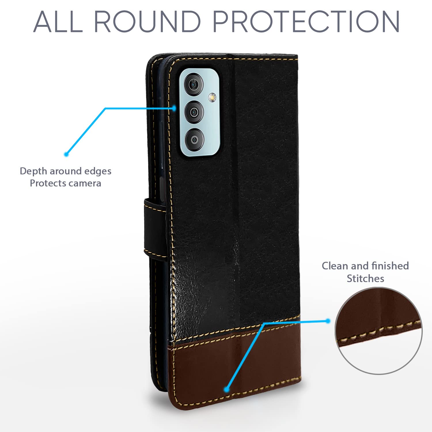 Samsung F13 Magnetic flip cover in black & brown by Pikkme – photo 4