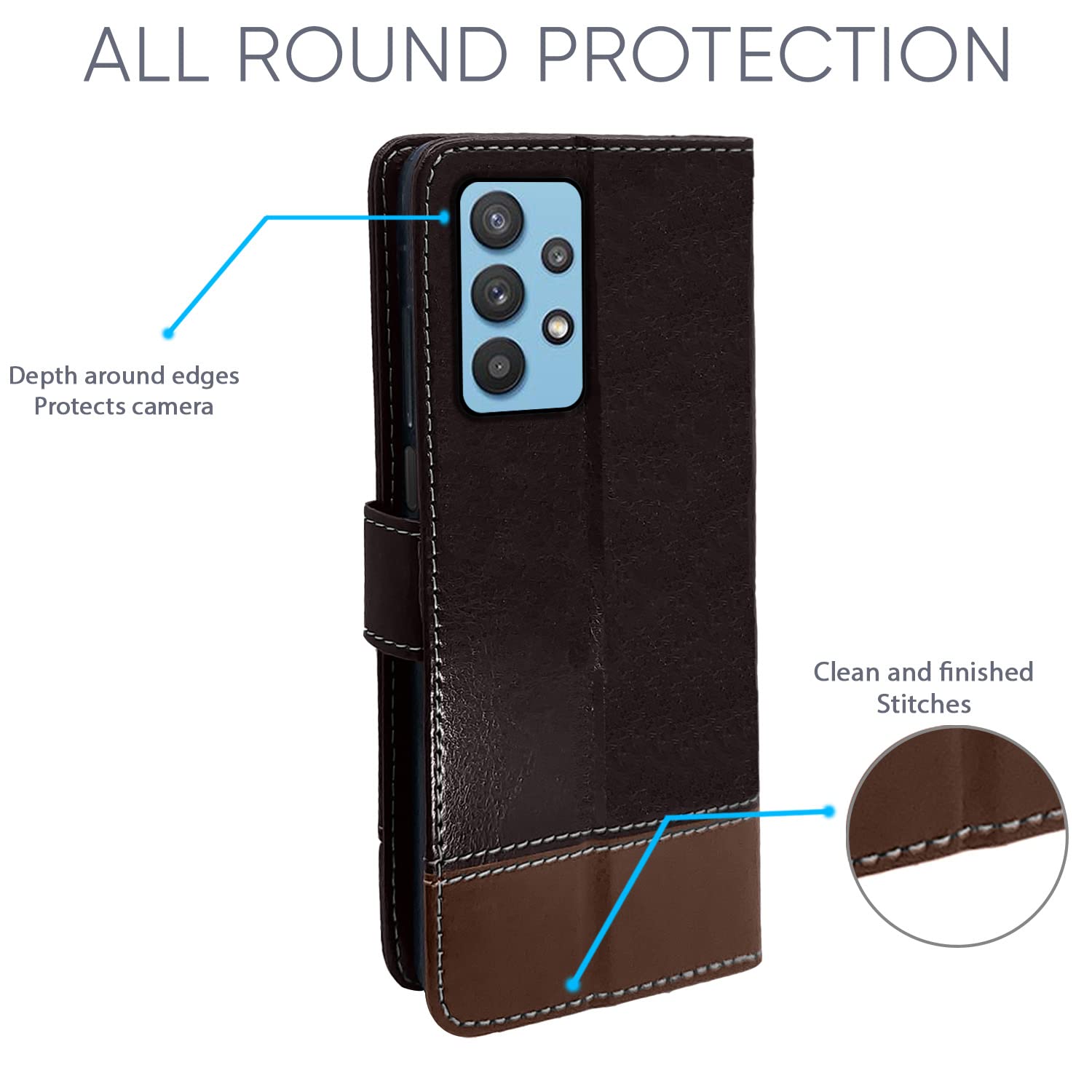 Samsung A32 4G Magnetic flip case in coffee & brown by Pikkme – photo 4