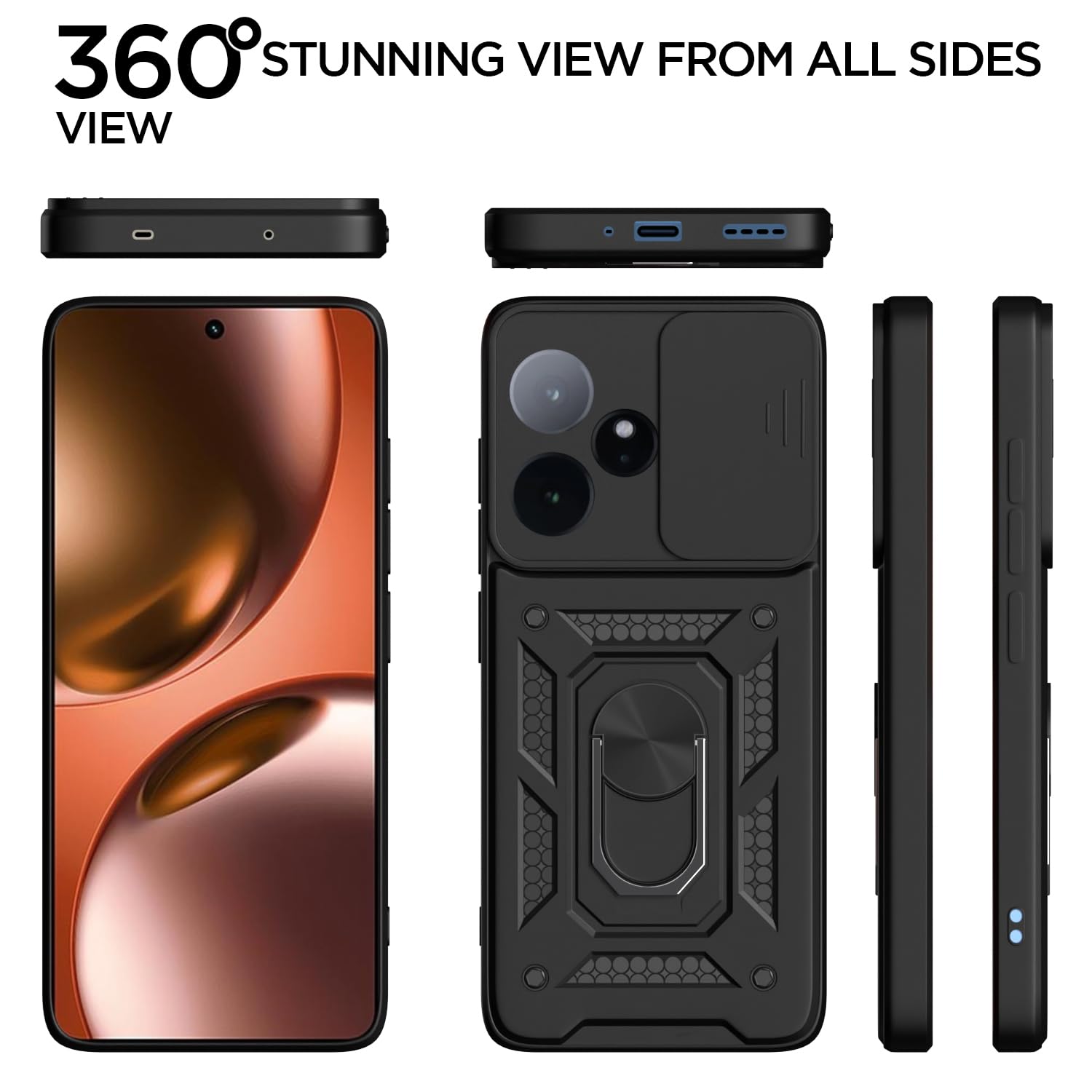 Pikkme Realme GT 7 5G / GT 7T 5G D10 Tough Armor Back Cover (Black)