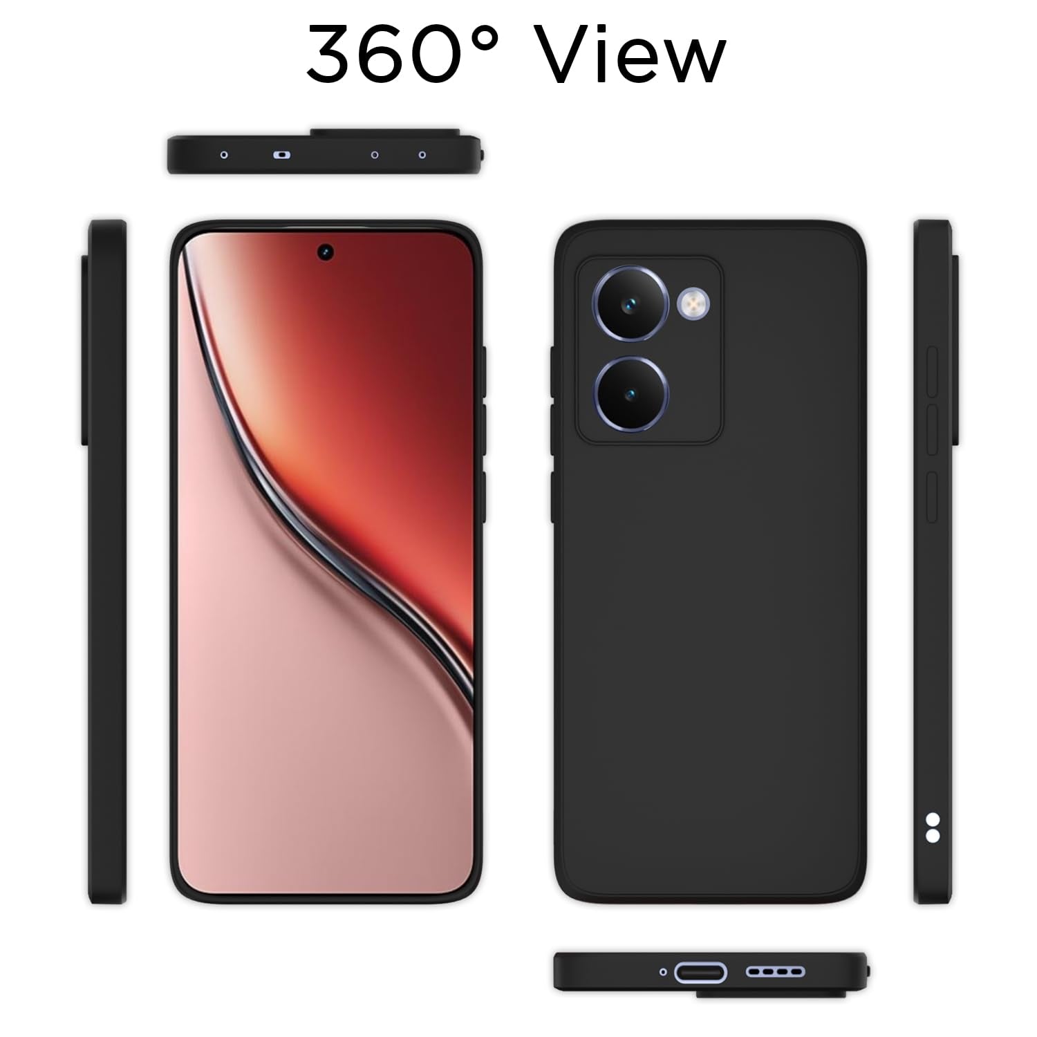 Pikkme Realme P3 Ultra 5G Soft Matte Silicone Shockproof Case (Black)